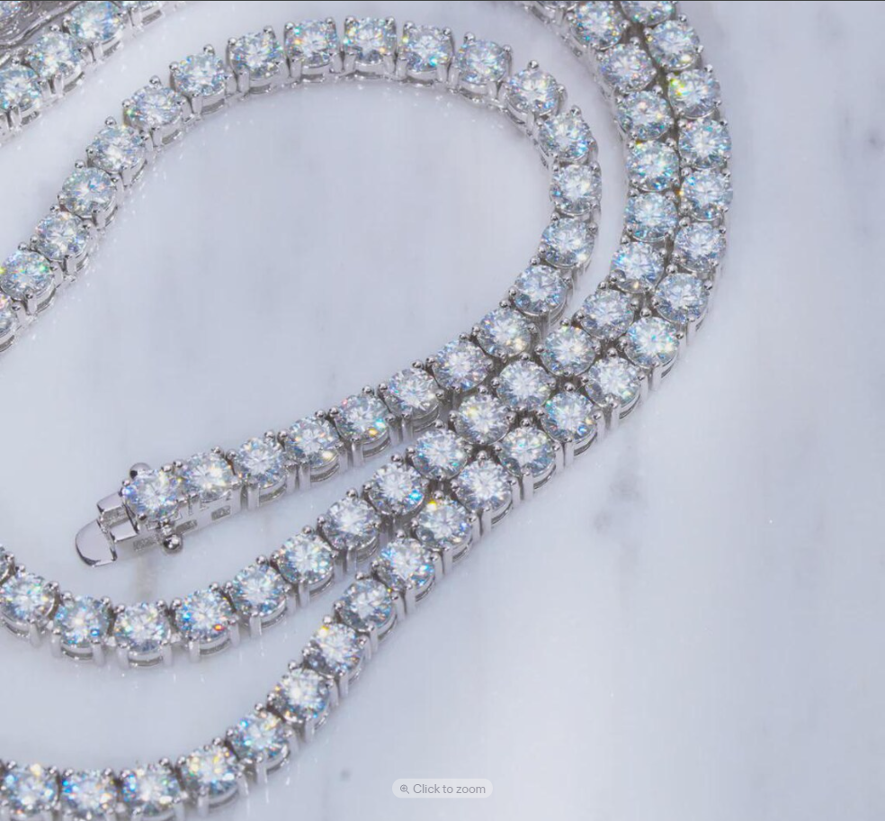 VVS1 Moissanite Necklace Sterling Silver Tennis Necklace Iced Out Chain Diamond Simulant 2mm 3mm 4mm 5mm 6.5mm Gift for Him and Her