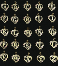 10k Multi-Tone Gold Heart Initial Pendant with Rose Gold Flower