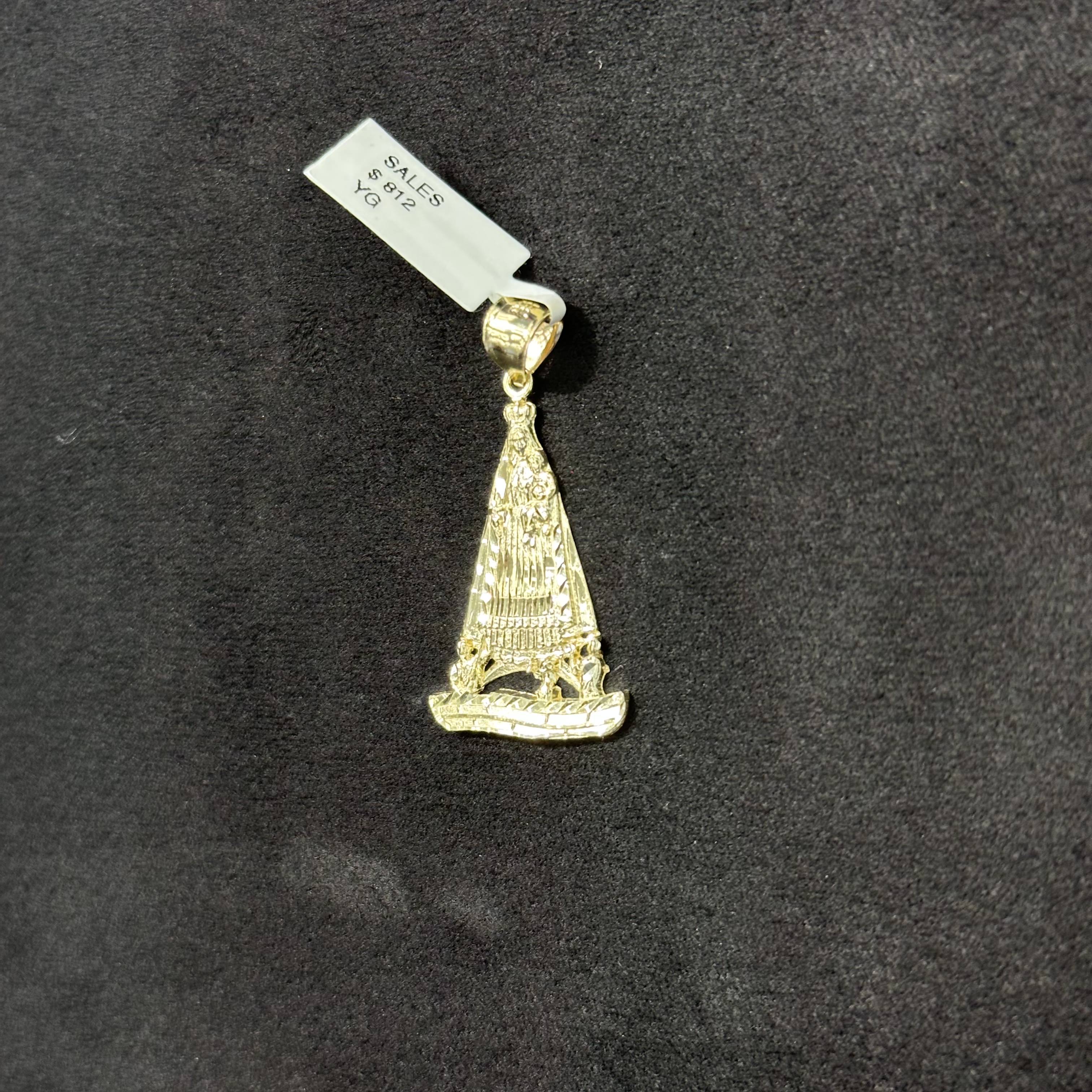 10k Gold Boat Charm Medium Size Jesus Pendant