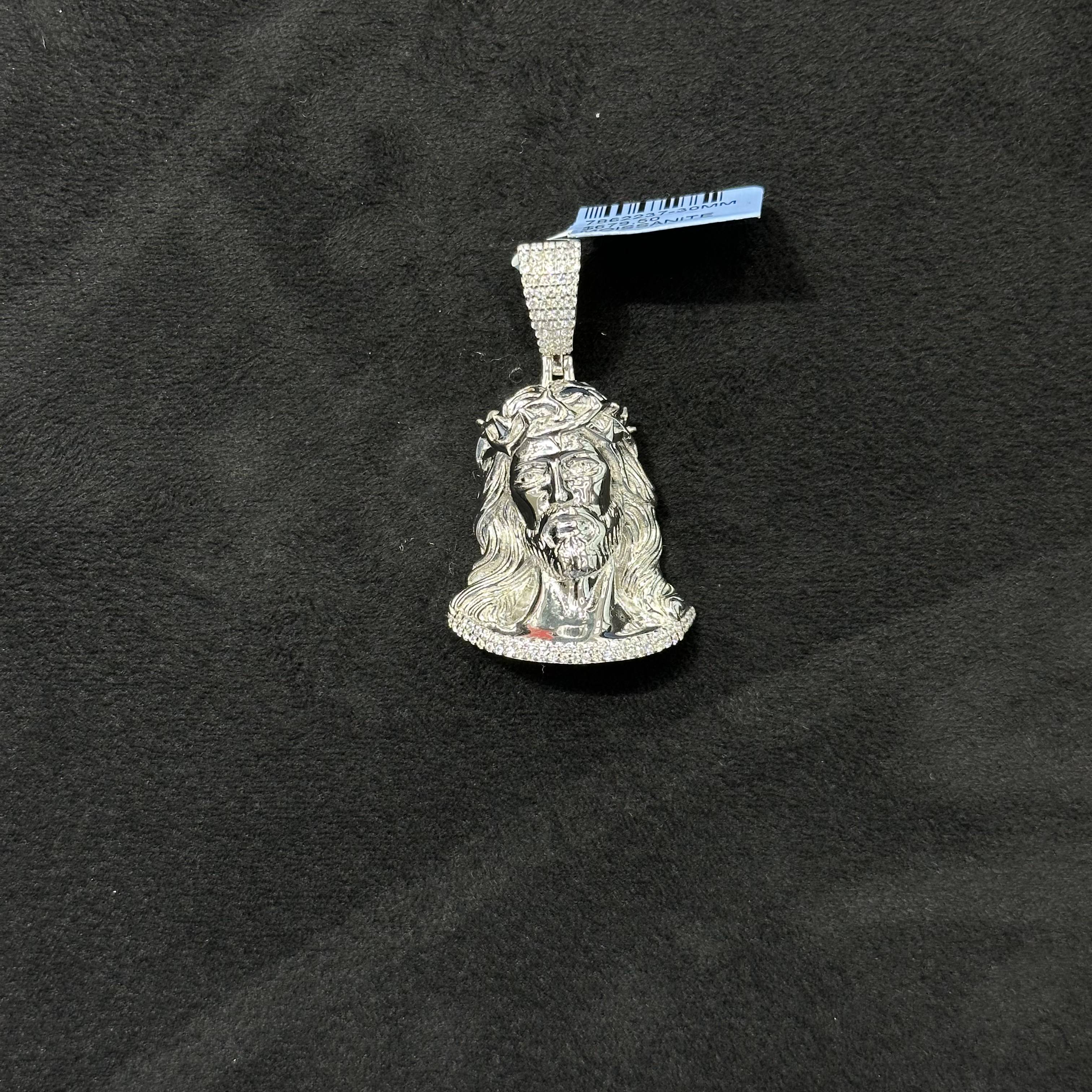 Sterling Silver and Moissanite Charm Jesus Head