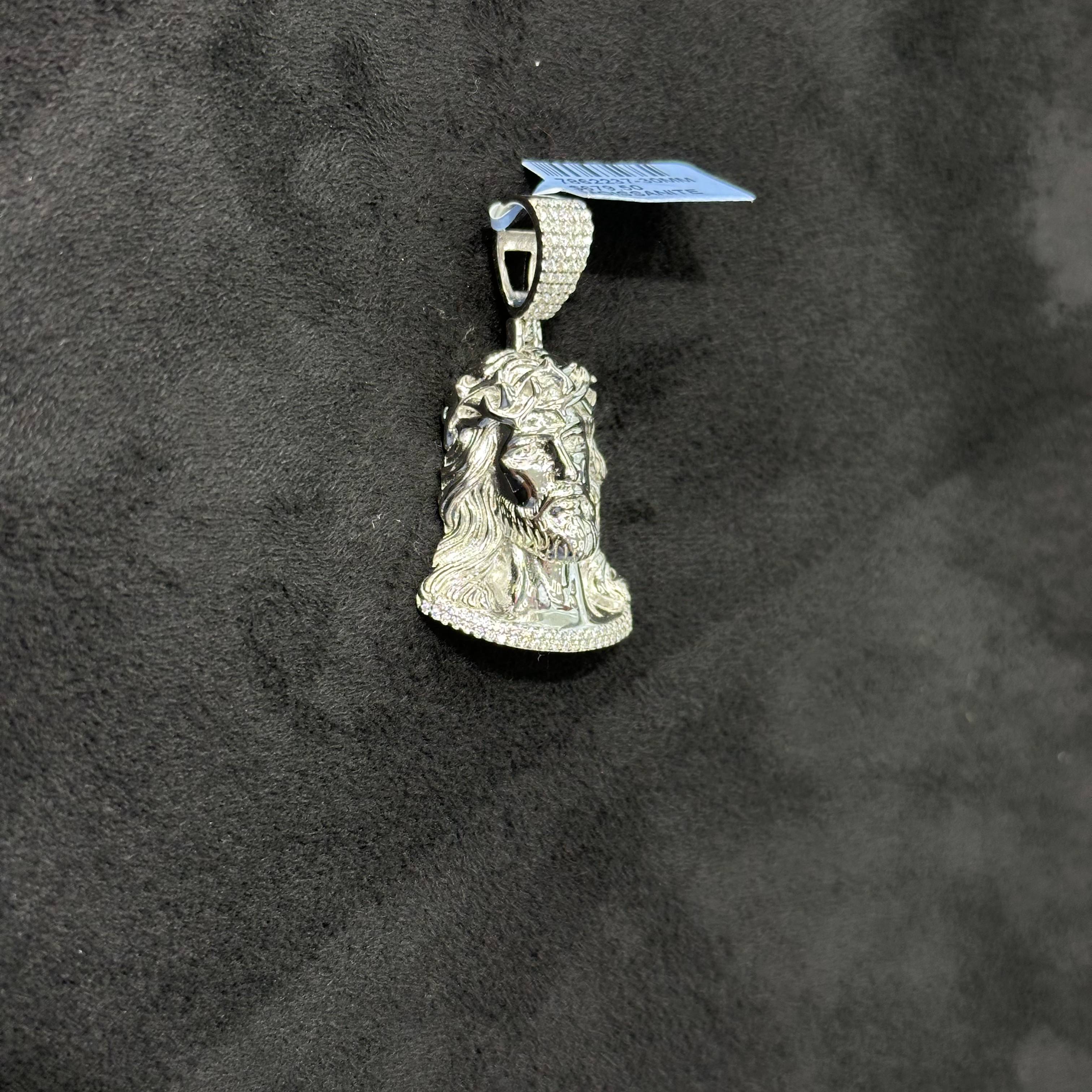 Sterling Silver and Moissanite Charm Jesus Head