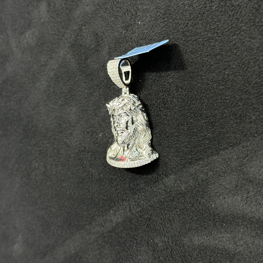 Sterling Silver and Moissanite Charm Jesus Head