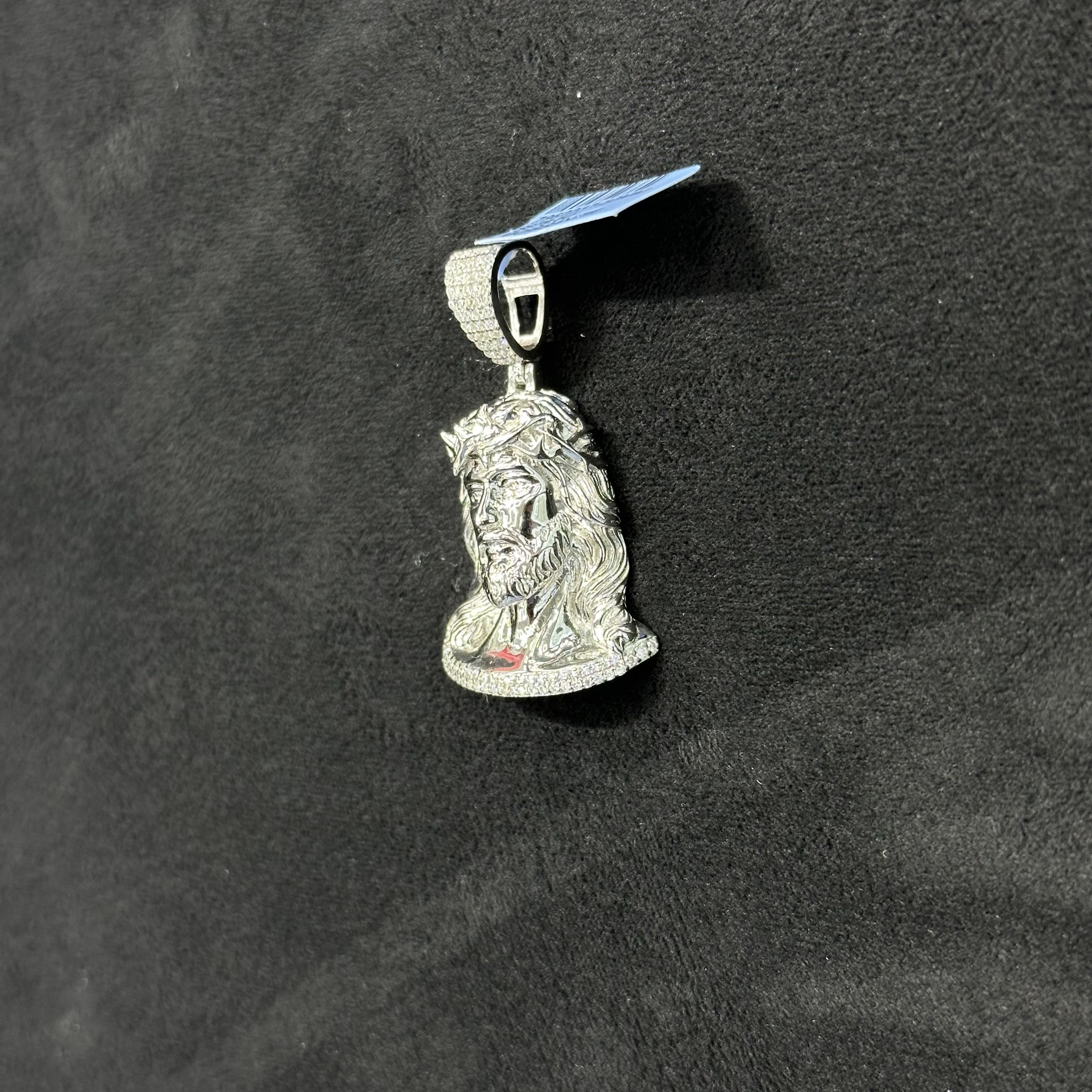 Sterling Silver and Moissanite Charm Jesus Head