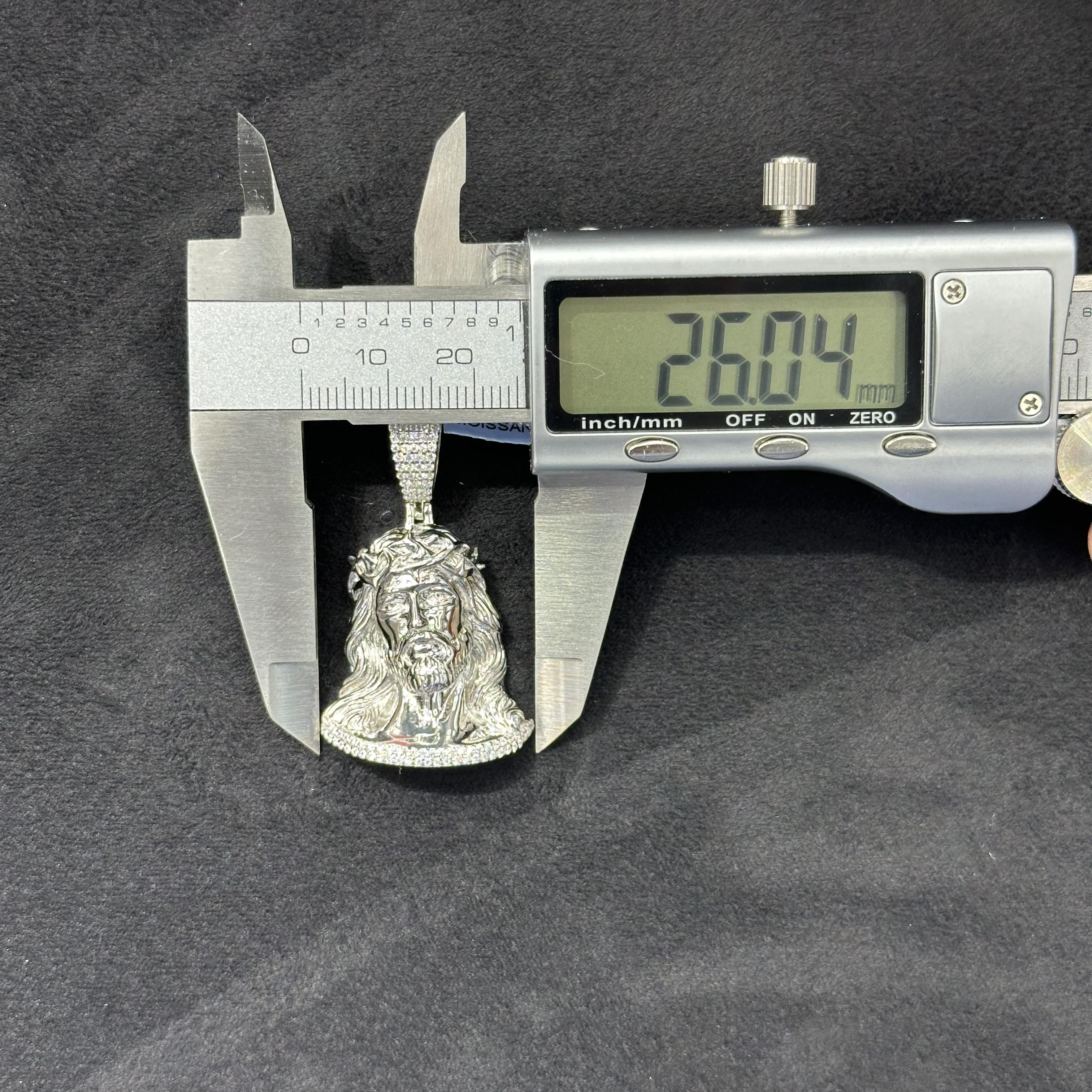 Sterling Silver and Moissanite Charm Jesus Head