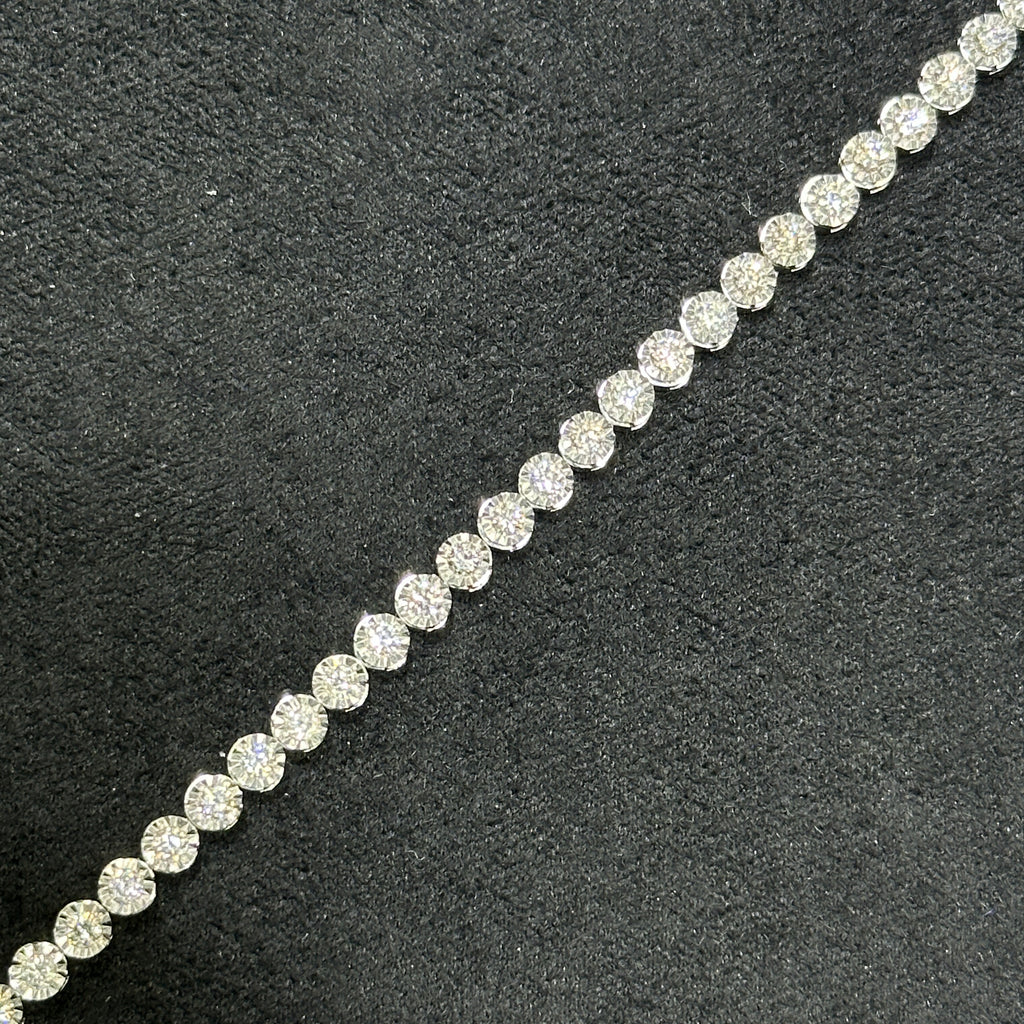 1.69tw Natural Diamond 10kt White Gold Circle Tennis Bracelet 7"