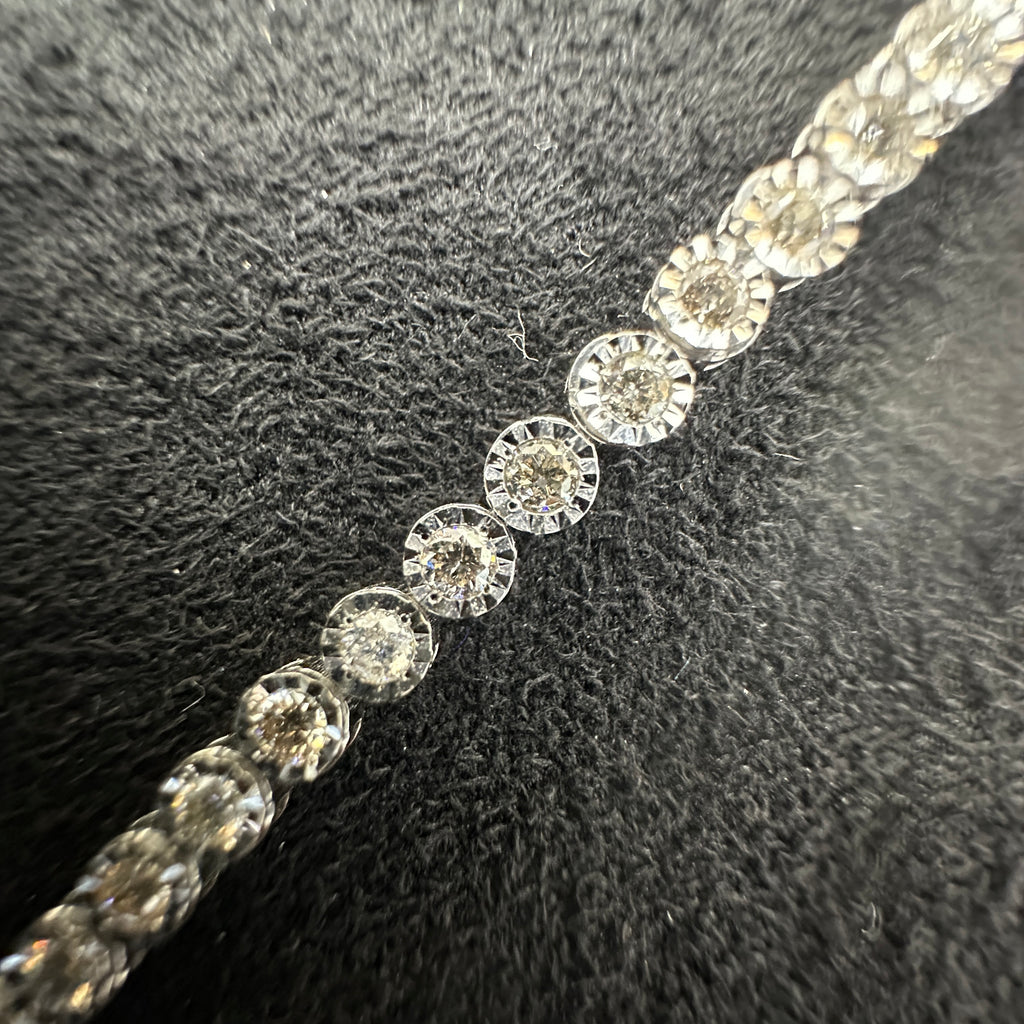 1.69tw Natural Diamond 10kt White Gold Circle Tennis Bracelet 7"