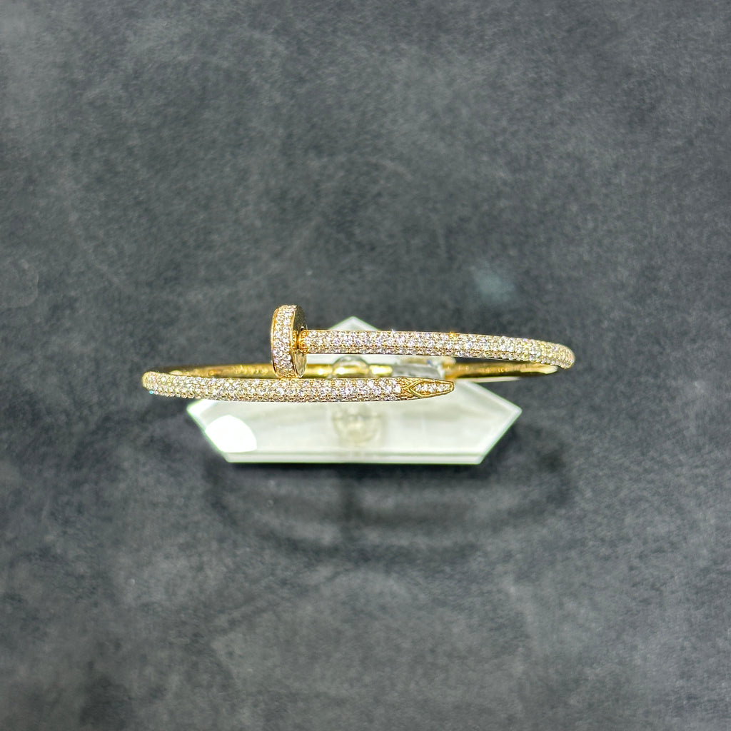 2.20 ctw Nail Style Natural Diamond Bangle 10k Yellow Gold For Women & Men