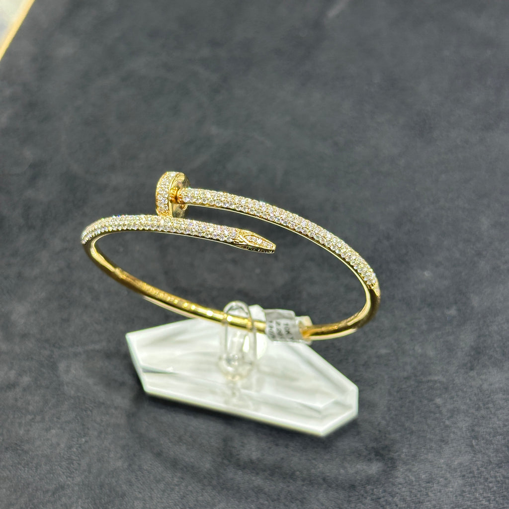 2.20 ctw Nail Style Natural Diamond Bangle 10k Yellow Gold For Women & Men