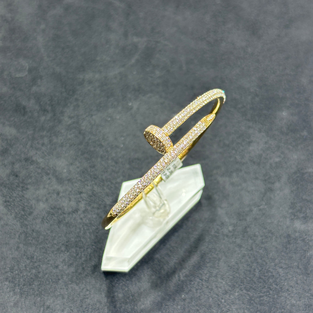 2.20 ctw Nail Style Natural Diamond Bangle 10k Yellow Gold For Women & Men