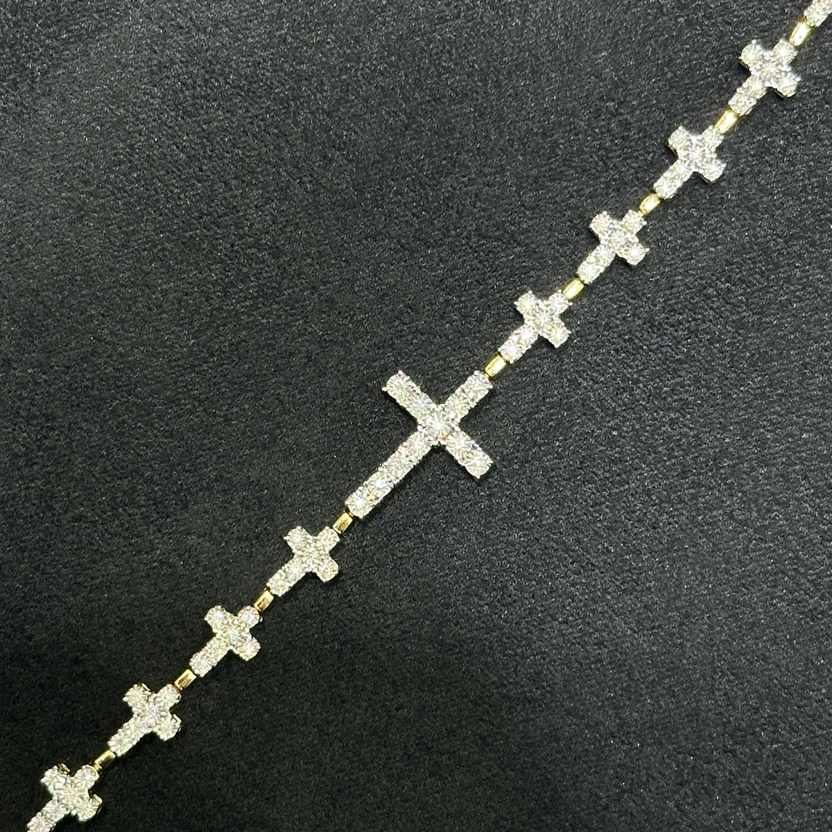 10kt Gold with .55 ctw Natural Diamond Cross Bracelet for Men & Women 7"