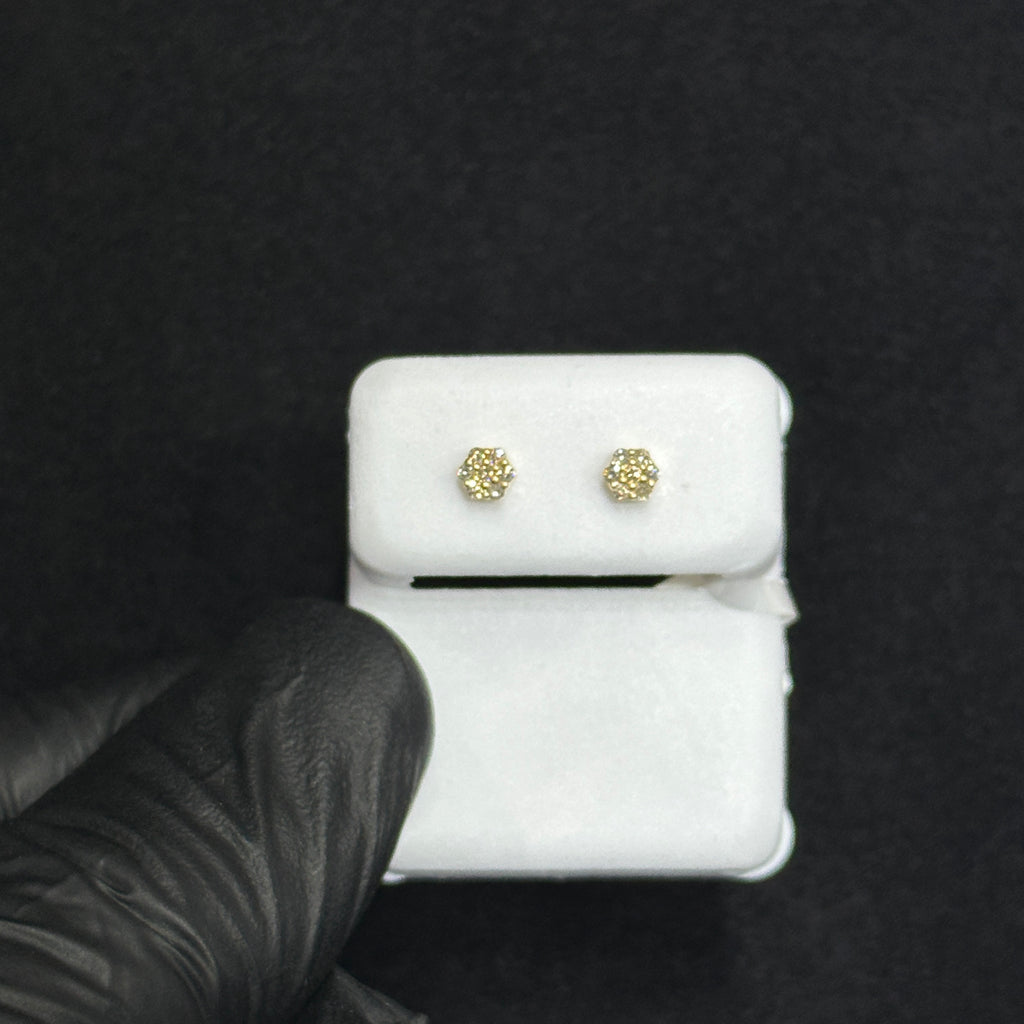 10k Yellow Gold with .08CTW Natural Genuine Diamond Earrings