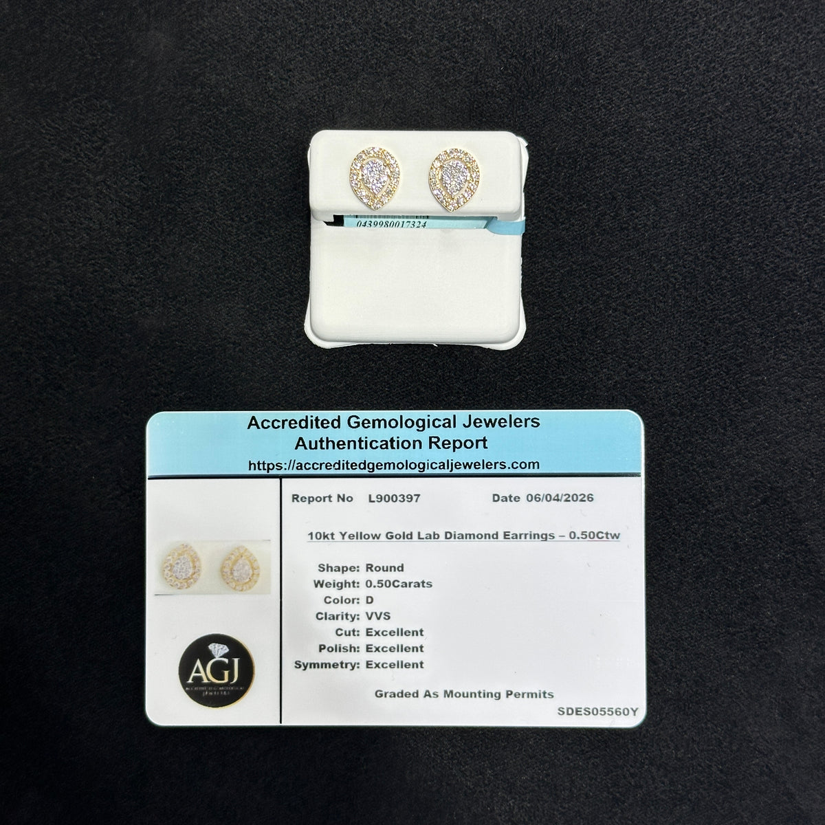 10KT 0.50CTW Yellow Gold Lab Grown Diamond Water Drop Style Stud Earrings