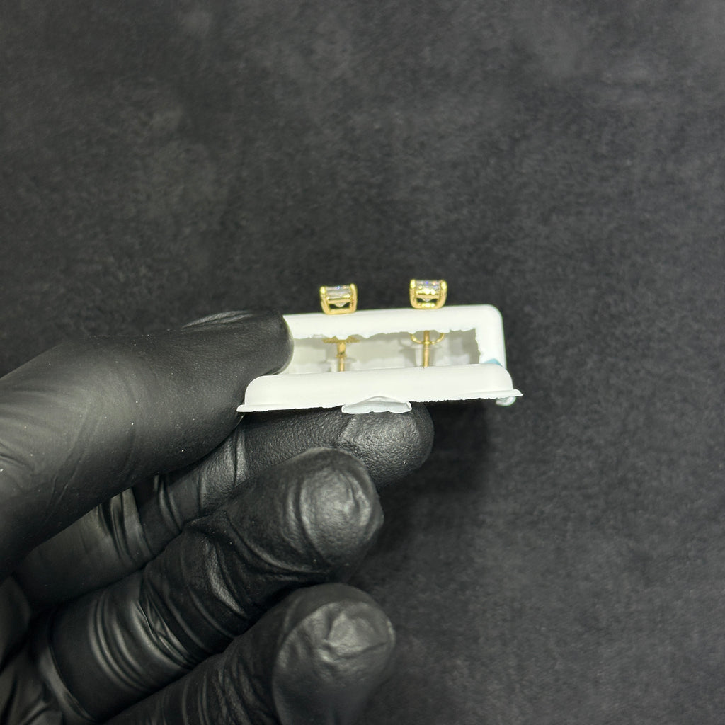 1.00CTW VS1 Lab Grown Diamond With 14KT Yellow Gold Solitaire Princess Cut Studs