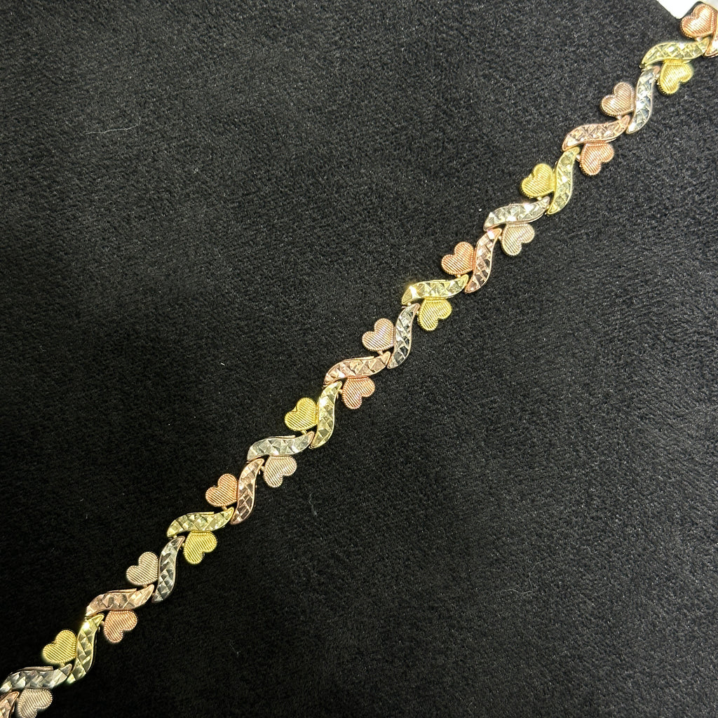 10k Heart Bracelet for Ladies Yellow Rose White Gold 3 Color Ladies Woman