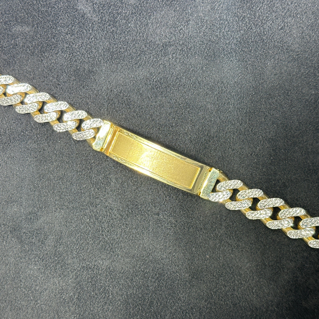 10k Gold Diamond Cut Nameplate Cuban Bracelet for Men & Women 9" 13mm