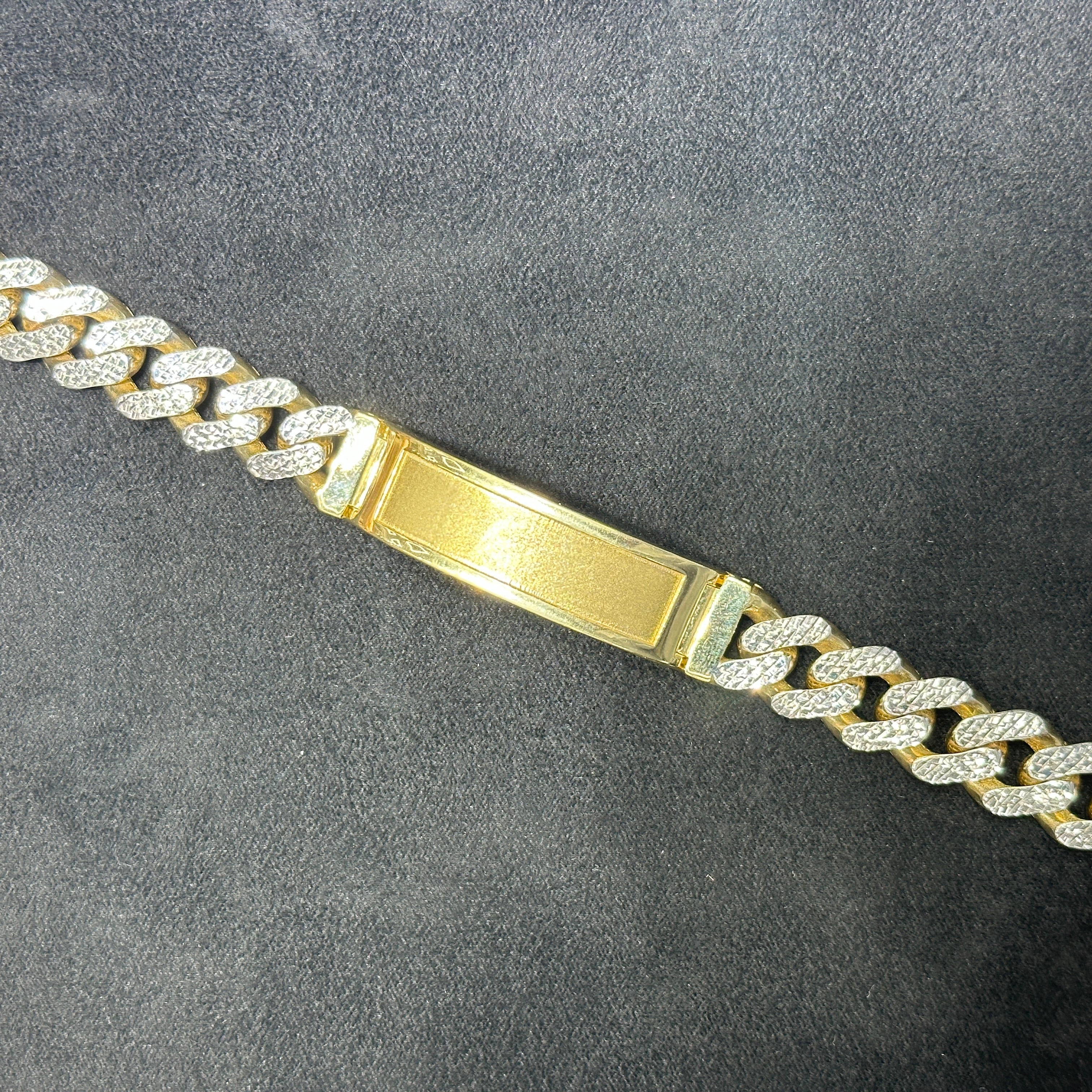 10k Gold Diamond Cut Nameplate Cuban Bracelet for Men & Women 9" 13mm