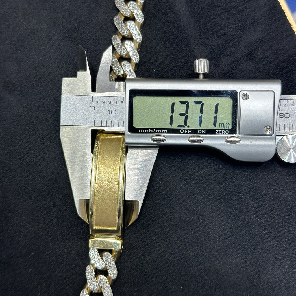 10k Gold Diamond Cut Nameplate Cuban Bracelet for Men & Women 9" 13mm