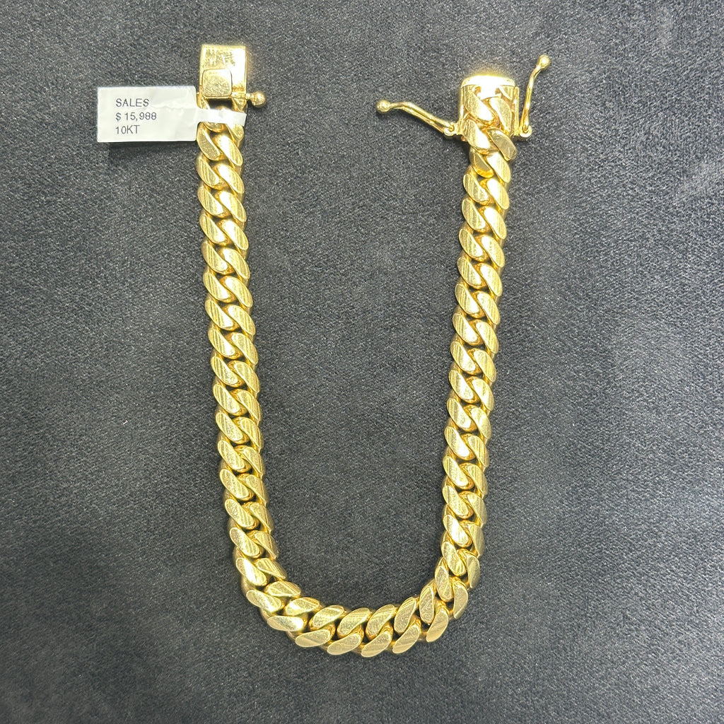 10k Solid Gold Miami Cuban Link Bracelet for Men & Women