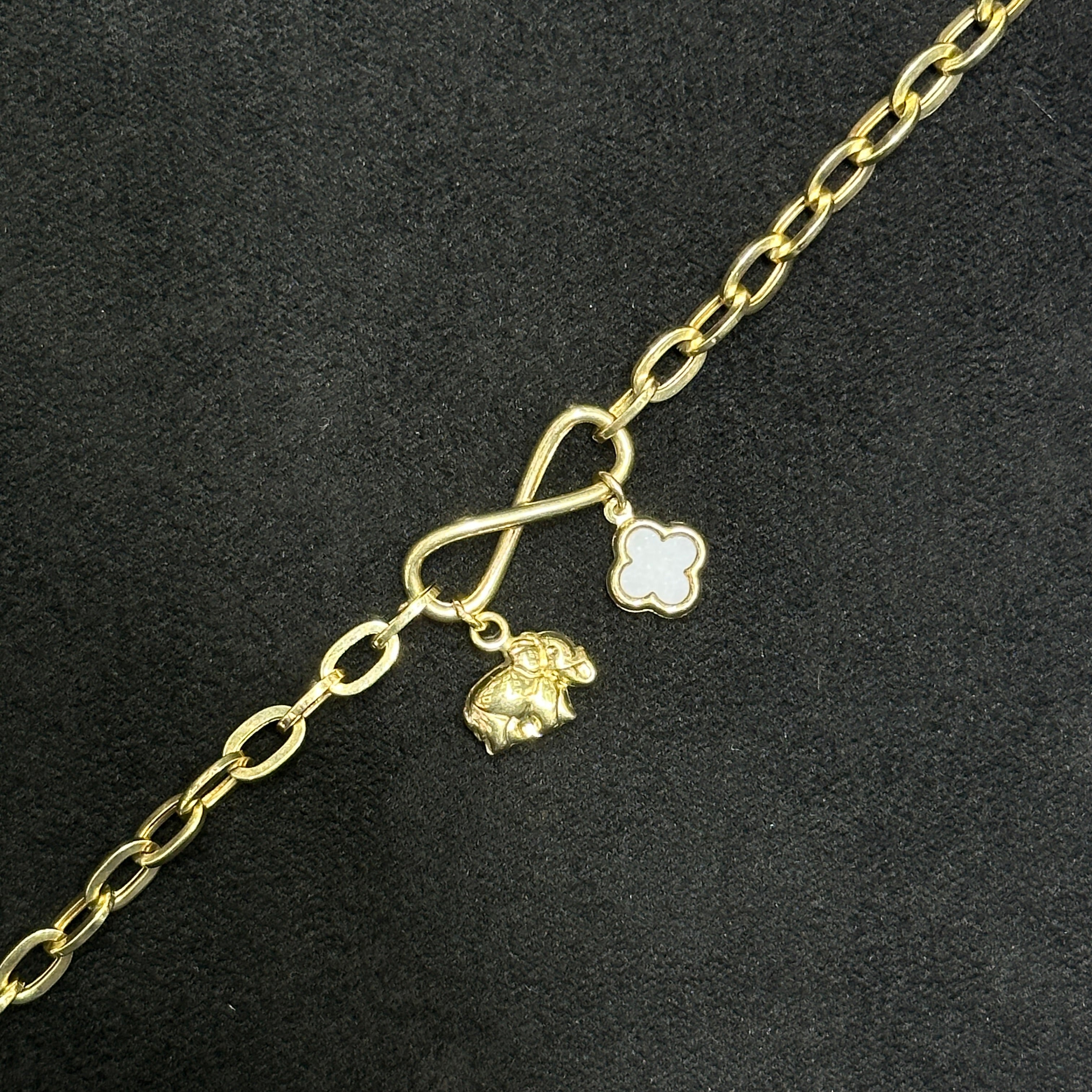 10k Gold Fancy Bracelet Infinity Flower Elephant Style for Woman