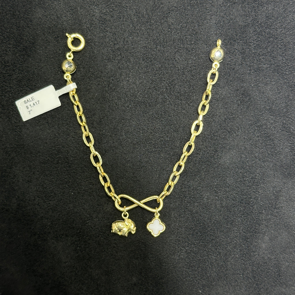 10k Gold Fancy Bracelet Infinity Flower Elephant Style for Woman