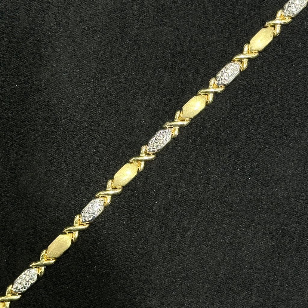 XO Bracelet 10k Gold Fancy Diamond Cut Woman