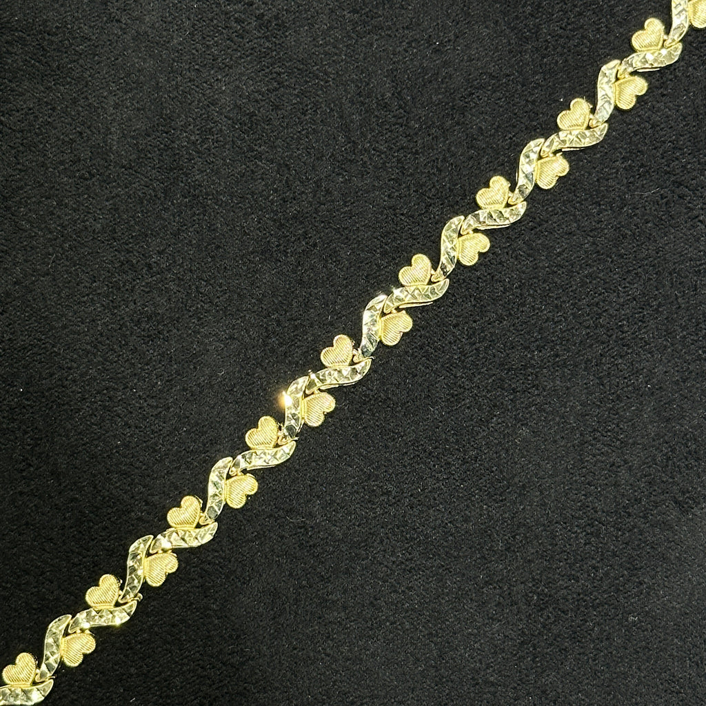 Infinity Heart Bracelet 10k Gold Fancy Cut for Woman 7 inches