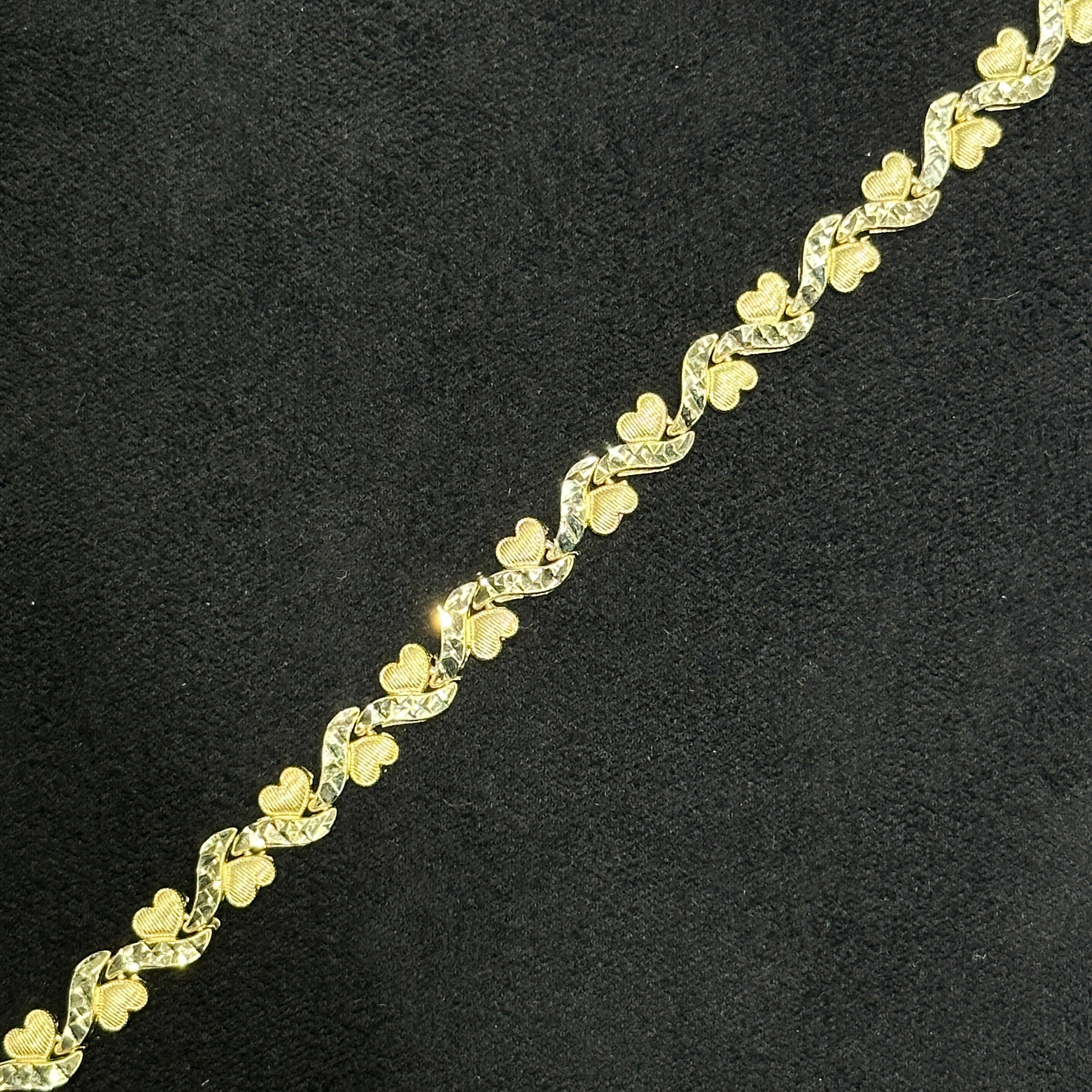 Infinity Heart Bracelet 10k Gold Fancy Cut for Woman 7 inches