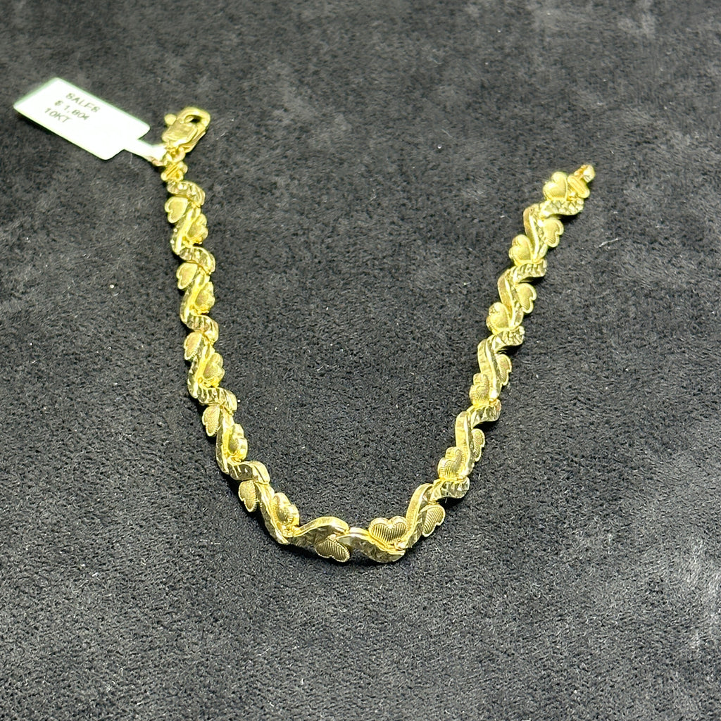 Infinity Heart Bracelet 10k Gold Fancy Cut for Woman 7 inches