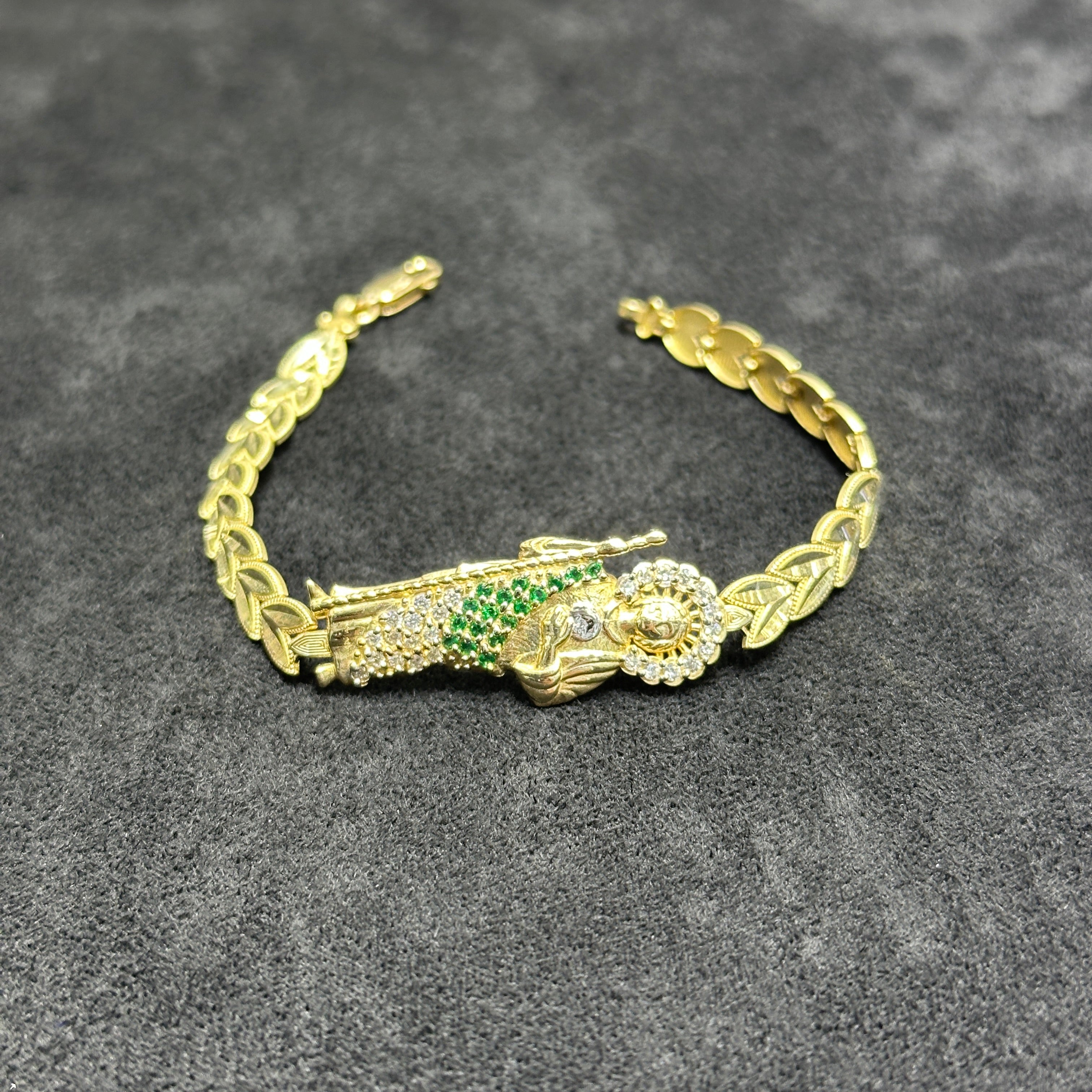 10k Gold St Juda with Heart Bracelet with Cubic Zirconia CZ for Ladies