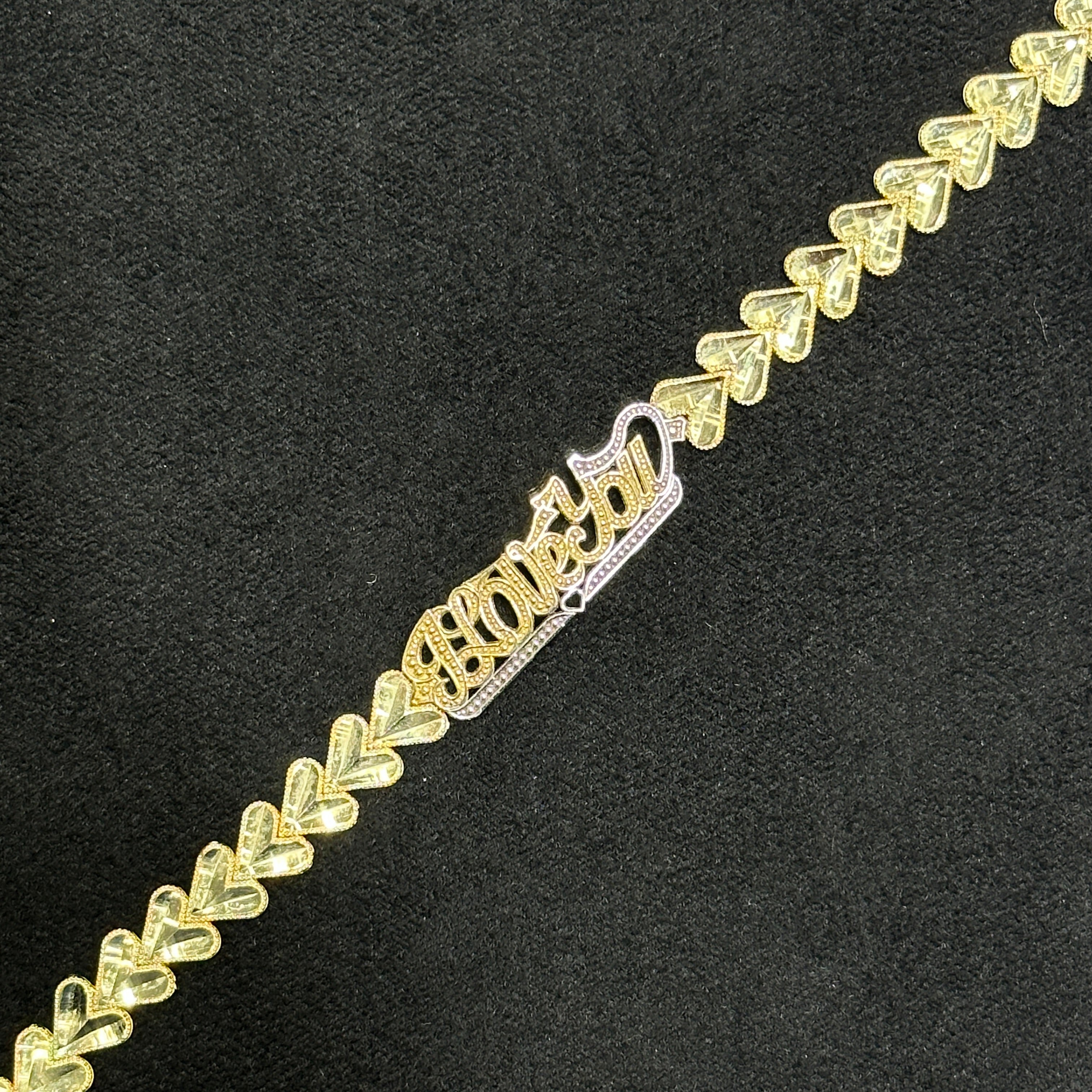 I Love You Bracelet with Heart 10k Gold 7 inches