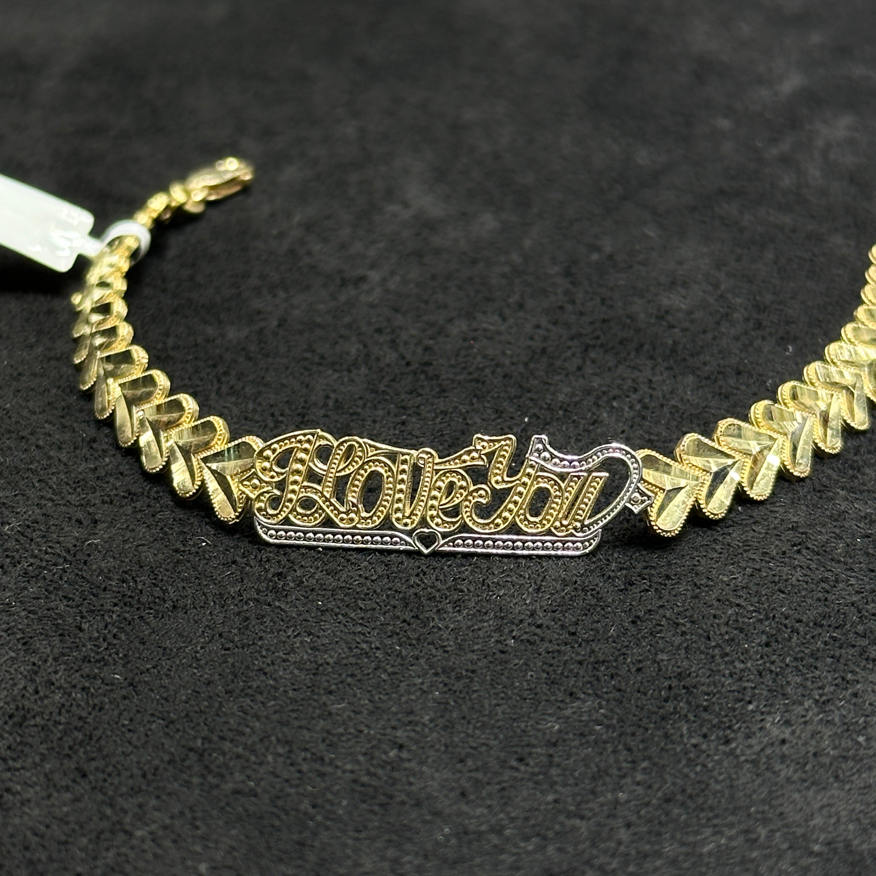 I Love You Bracelet with Heart 10k Gold 7 inches