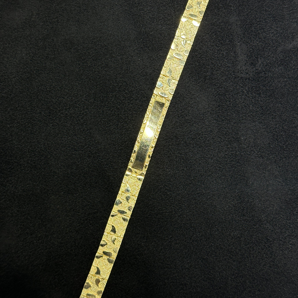 10k Nugget Nameplate Bracelet Unisex Real Gold