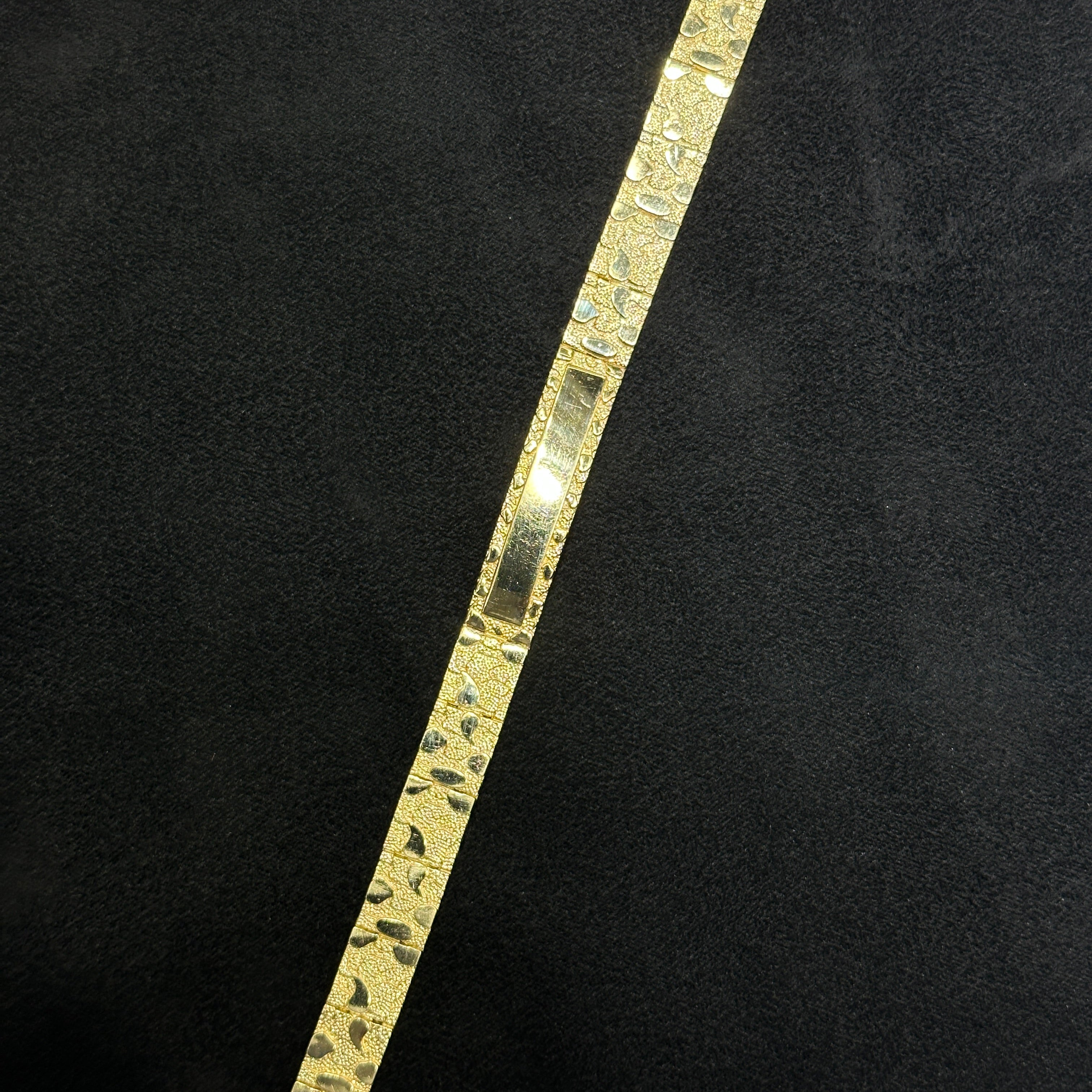 10k Nugget Nameplate Bracelet Unisex Real Gold