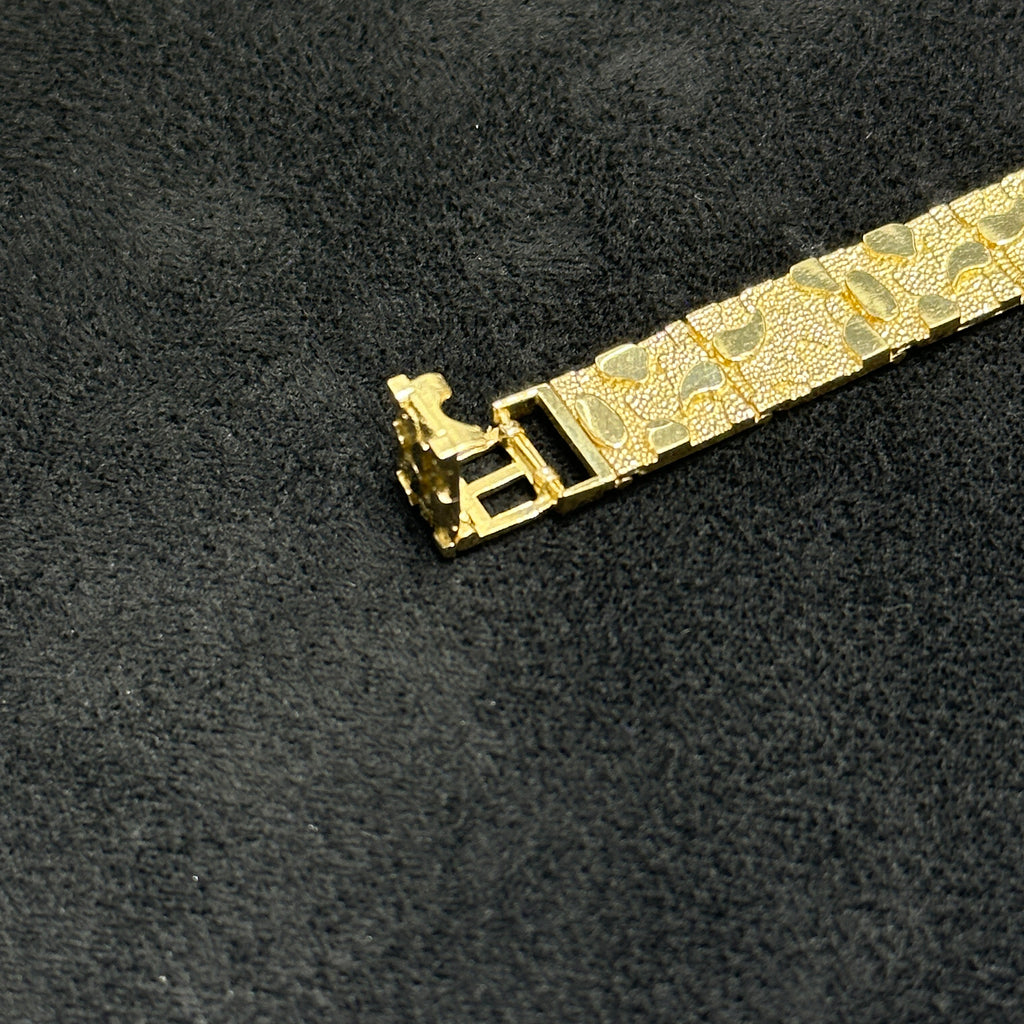 10k Nugget Nameplate Bracelet Unisex Real Gold