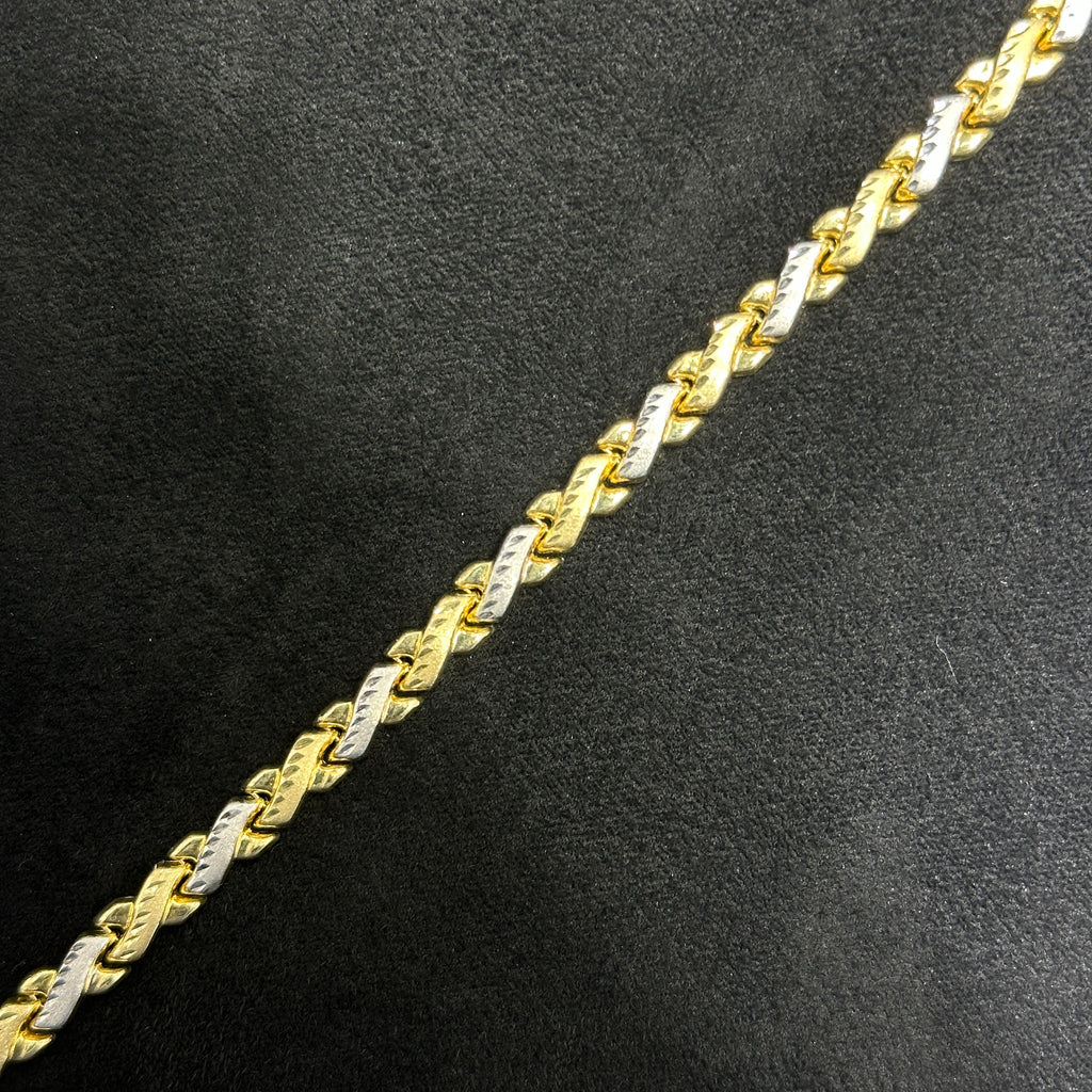 10k Gold Fancy XO Gold with Diamond Cut Woman Bracelet