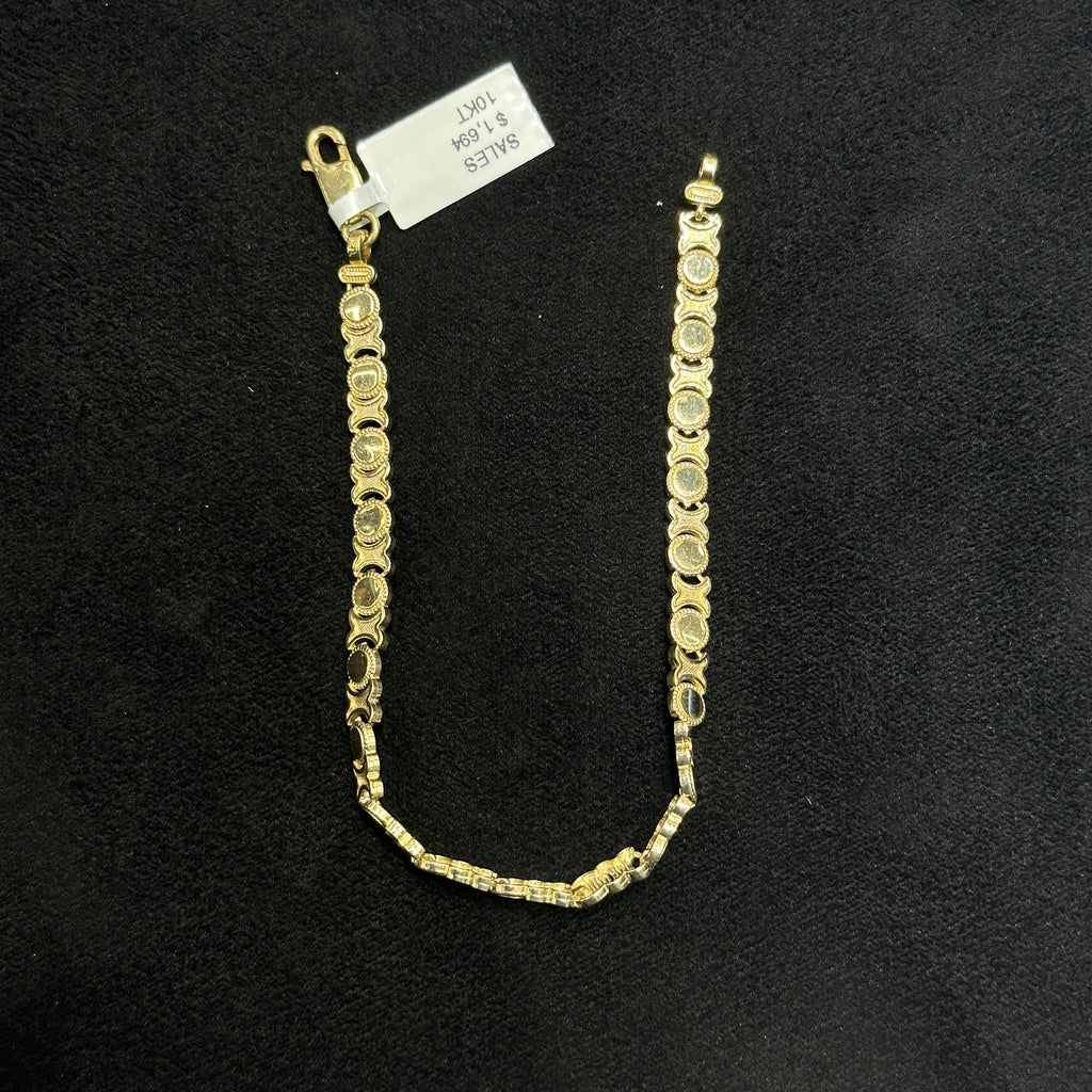 XO Bracelet Fancy Glossy Style 10k Real Gold for Woman Any Age Special