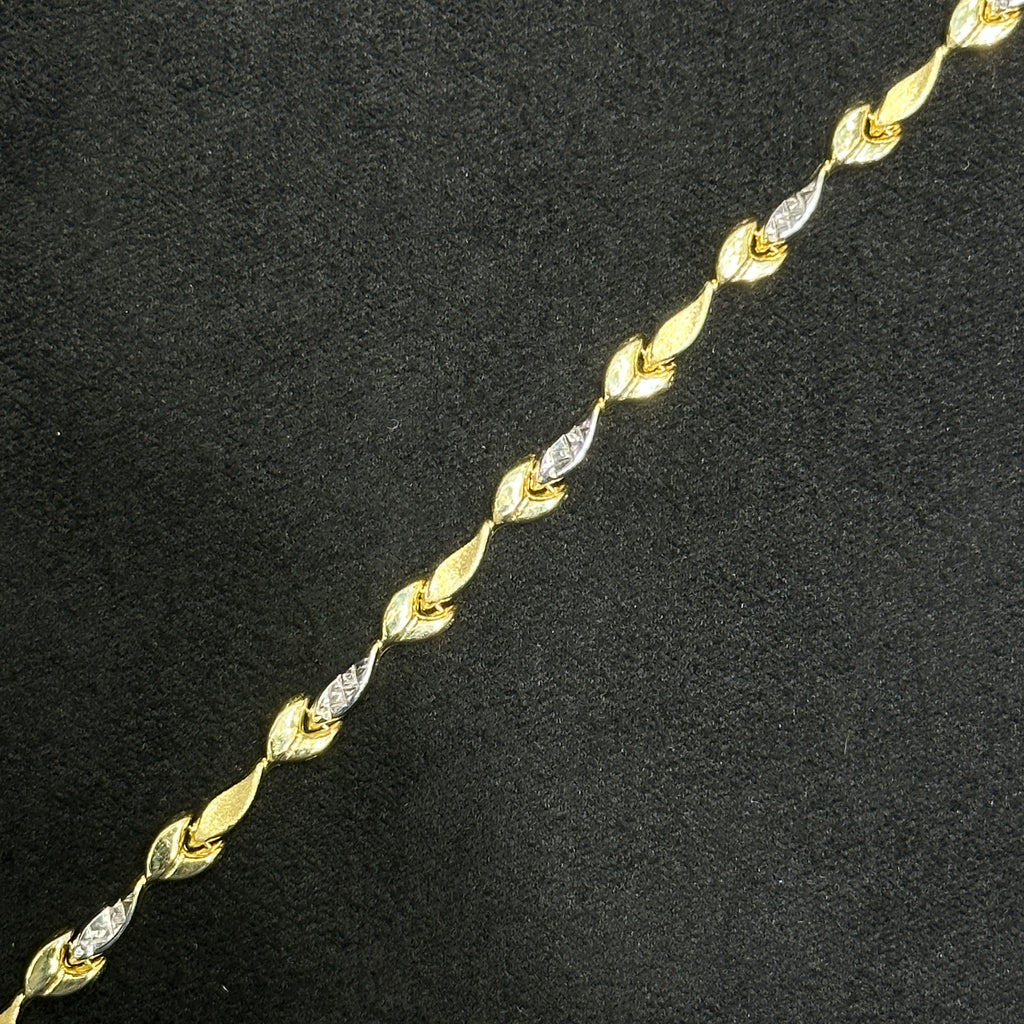 Teardrop Bracelet 10k Yellow Gold Diamond Cut Woman Man Adults