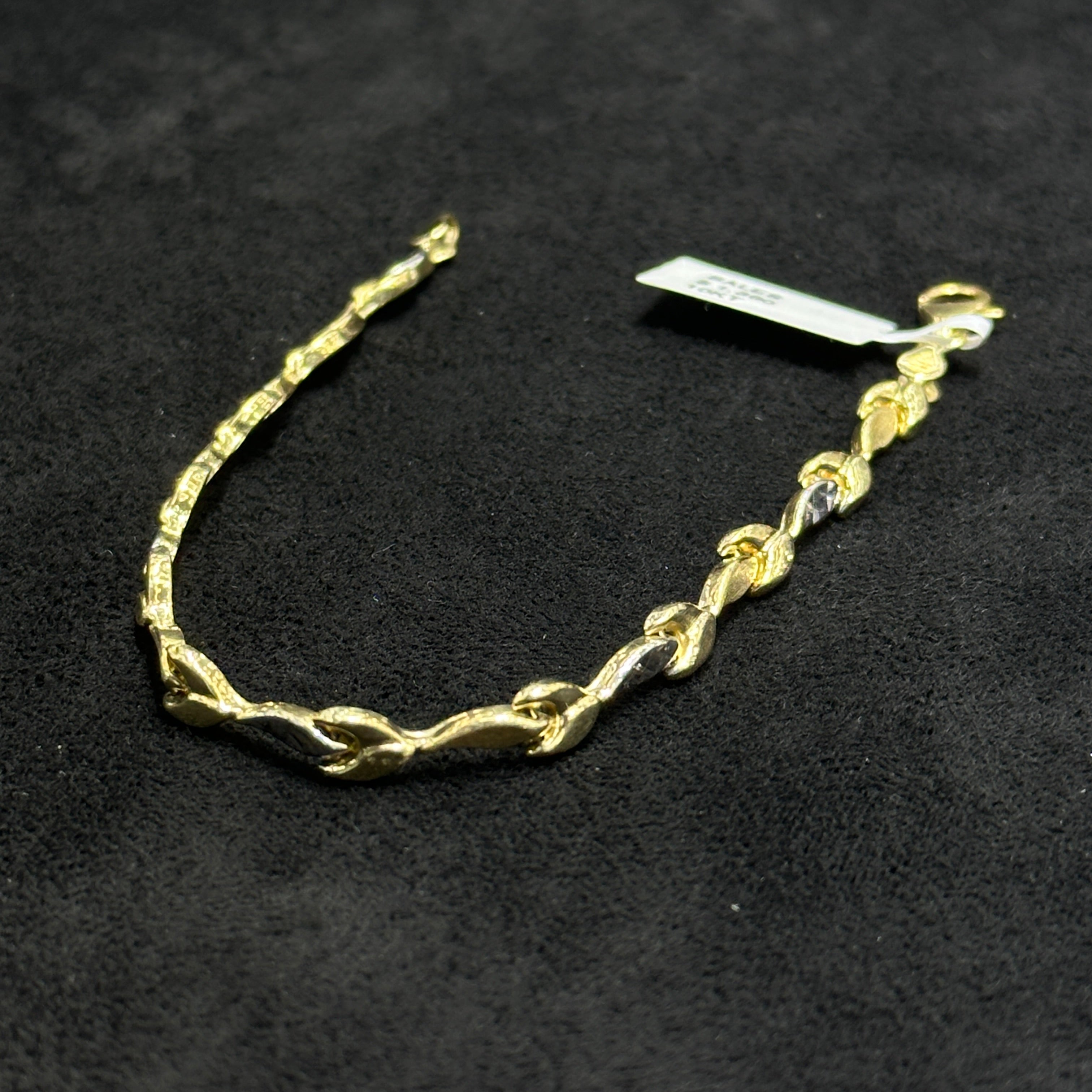 Teardrop Bracelet 10k Yellow Gold Diamond Cut Woman Man Adults