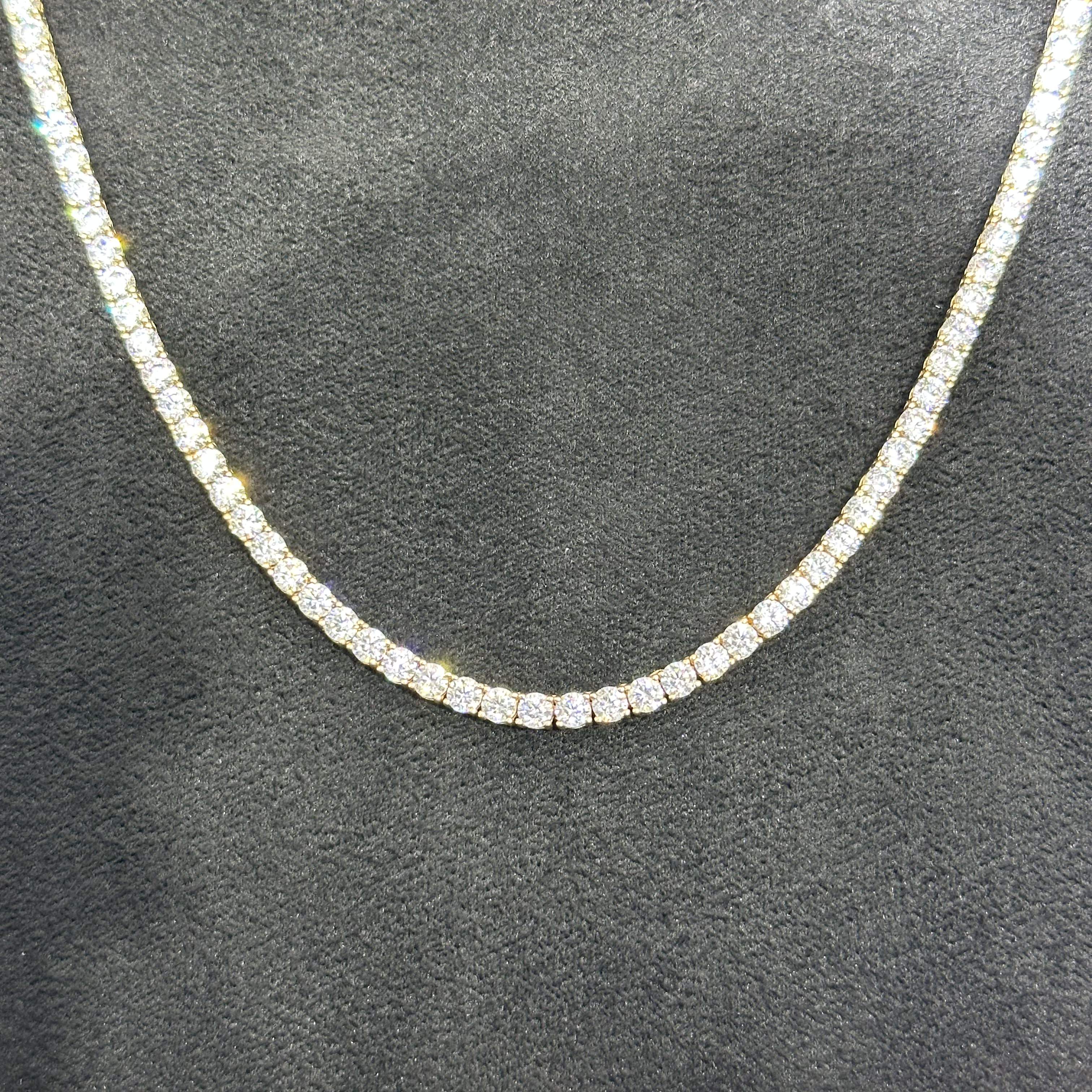 10k Gold Tennis Necklace with CZ Tone 22 inches 3 mm for Man Woman