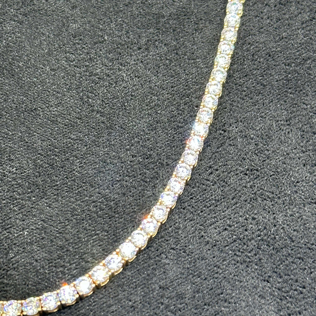 10k Gold Tennis Necklace with CZ Tone 22 inches 3 mm for Man Woman