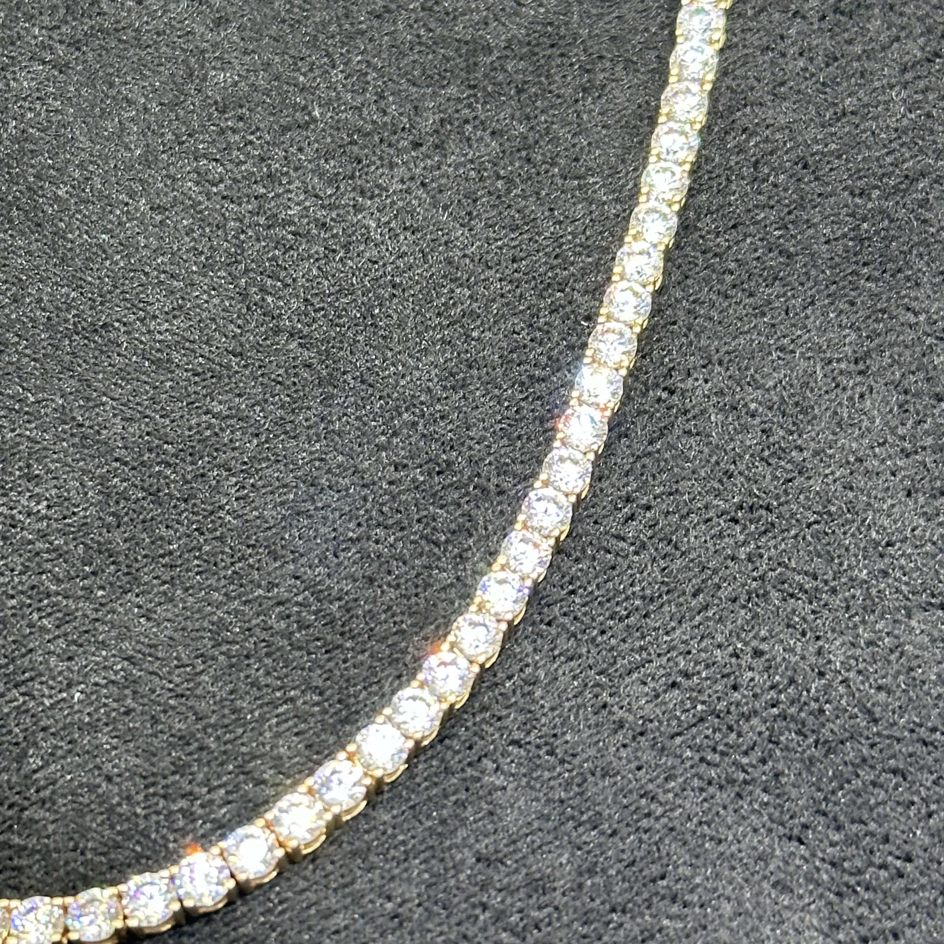 10k Gold Tennis Necklace with CZ Tone 22 inches 3 mm for Man Woman