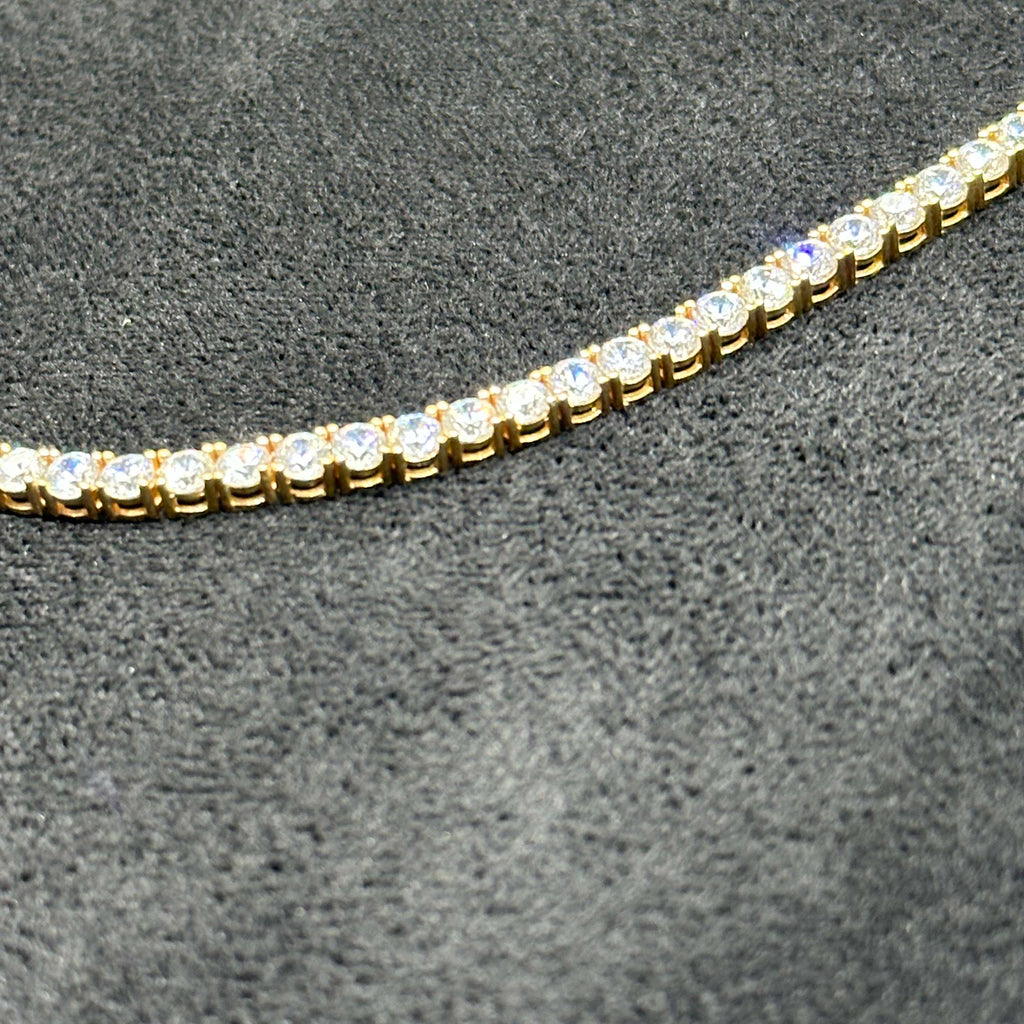 10k Gold Tennis Necklace with CZ Tone 22 inches 3 mm for Man Woman