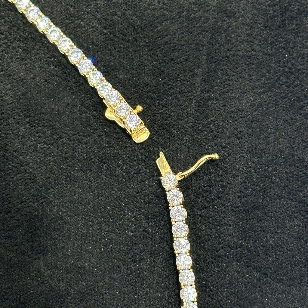 10k Gold Tennis Necklace with CZ Tone 22 inches 3 mm for Man Woman