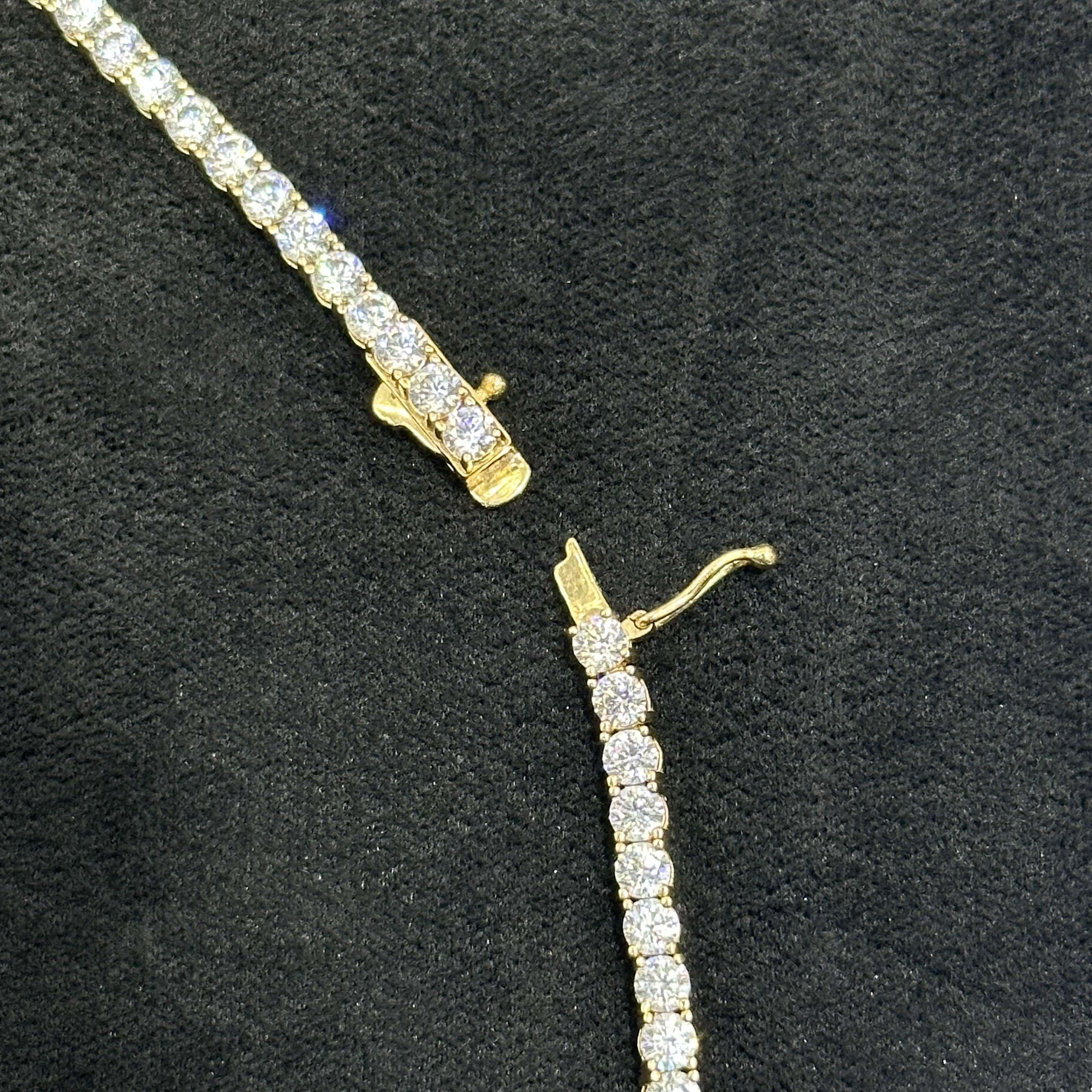 10k Gold Tennis Necklace with CZ Tone 22 inches 3 mm for Man Woman