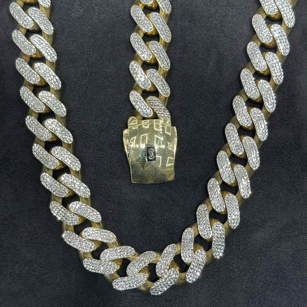 Huge 10k Gold Hallow Cuban Chain and bracelet with Diamond Cut 23mm