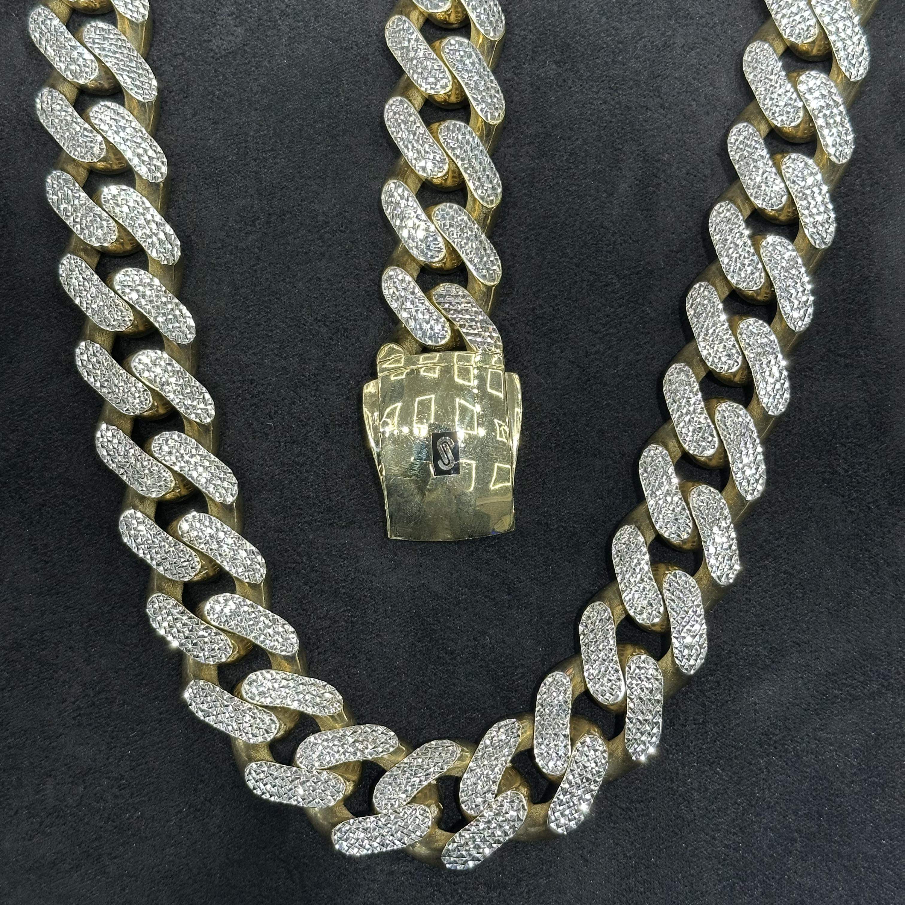 Huge 10k Gold Hallow Cuban Chain and bracelet with Diamond Cut 23mm