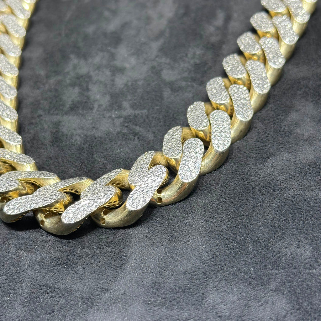 Huge 10k Gold Hallow Cuban Chain and bracelet with Diamond Cut 23mm