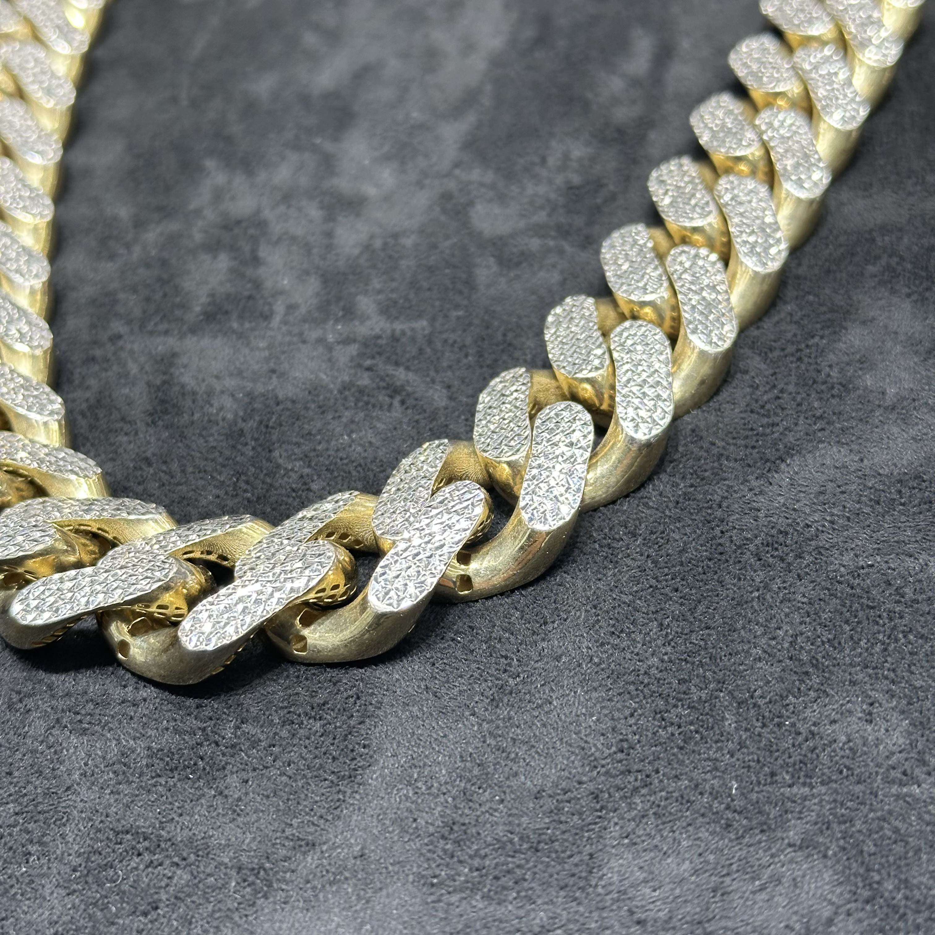 Huge 10k Gold Hallow Cuban Chain and bracelet with Diamond Cut 23mm