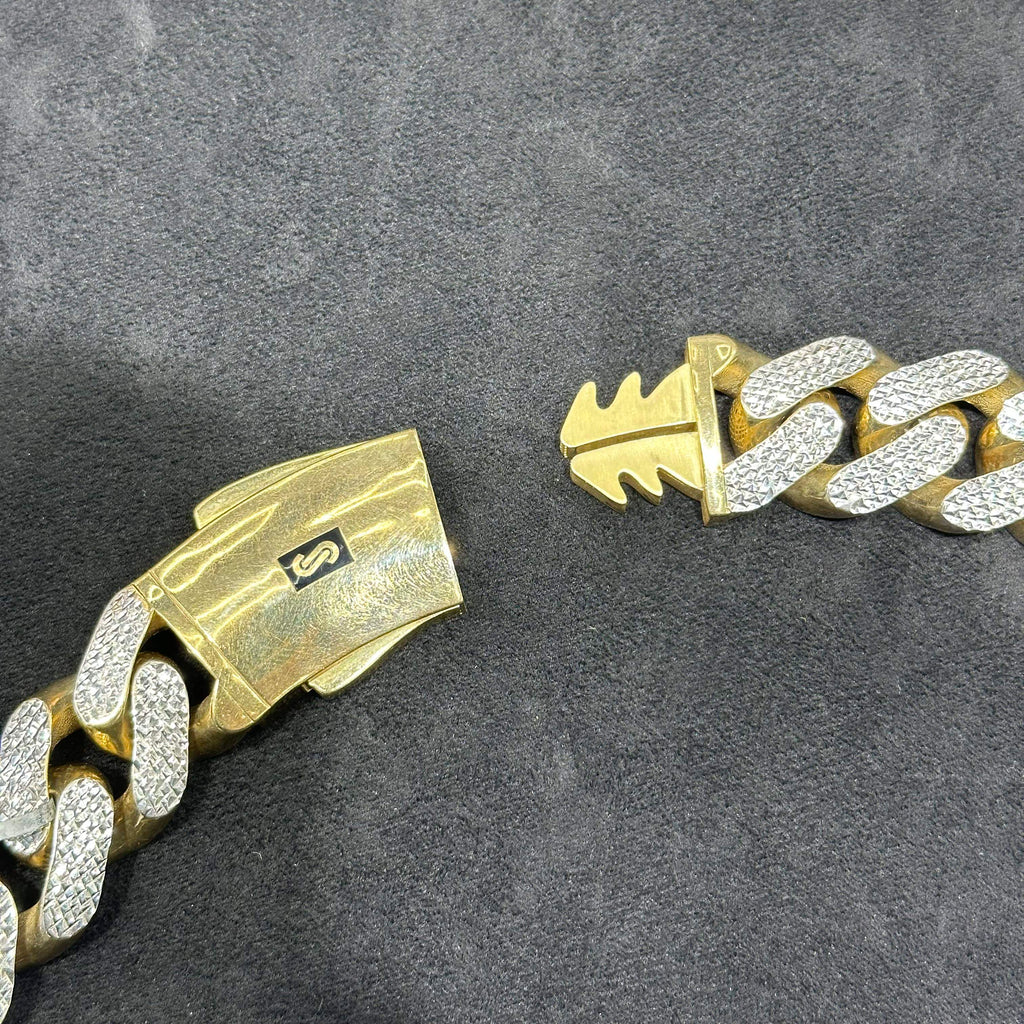 Huge 10k Gold Hallow Cuban Chain and bracelet with Diamond Cut 23mm