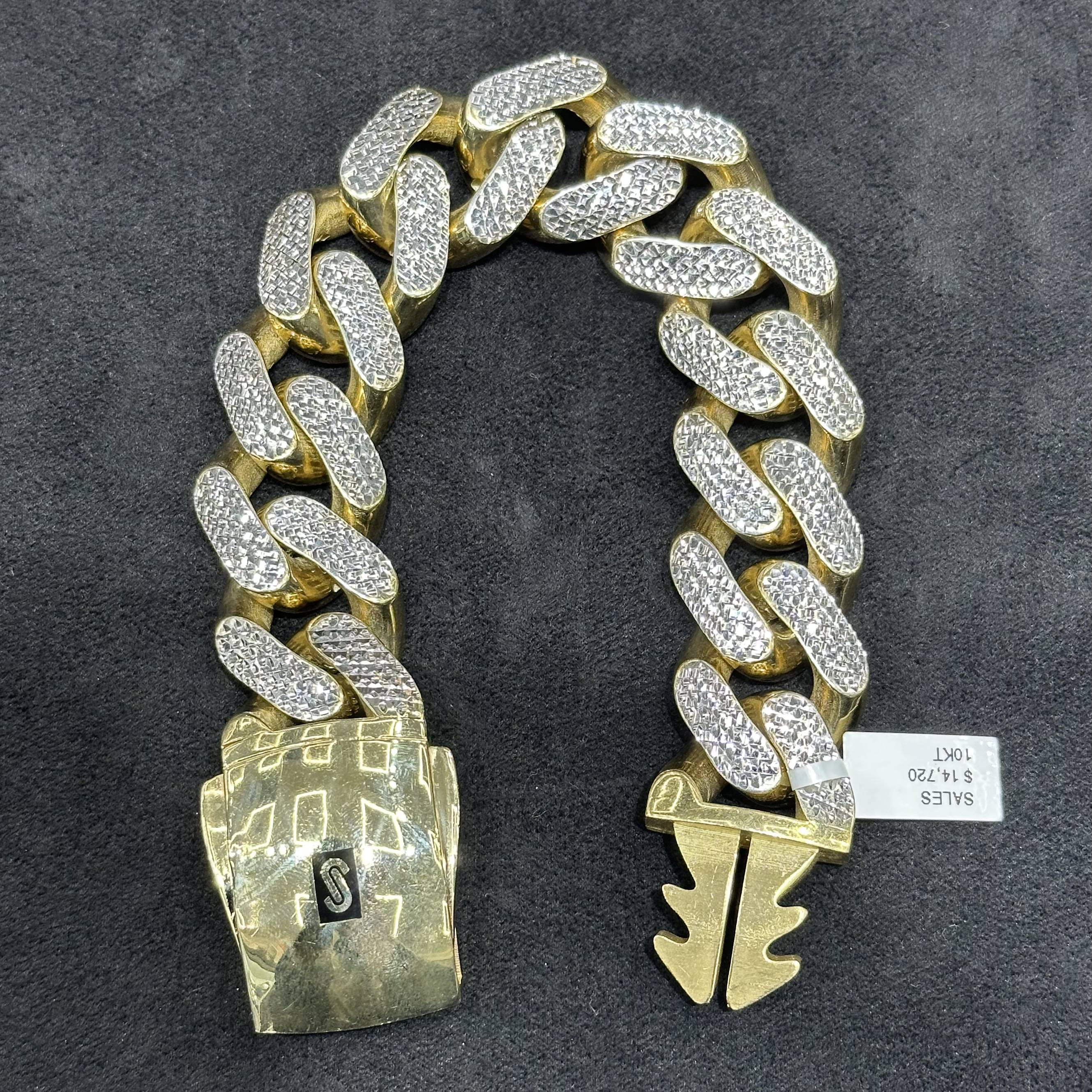Huge 10k Gold Hallow Cuban Chain and bracelet with Diamond Cut 23mm